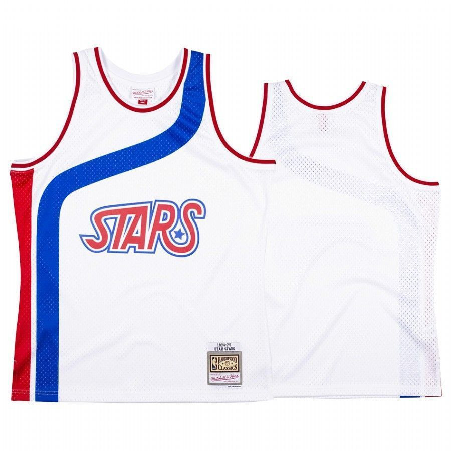 Men's Utah Stars Aba White Hardwood Classics 1974-75 Hockey Jersey - JS901 