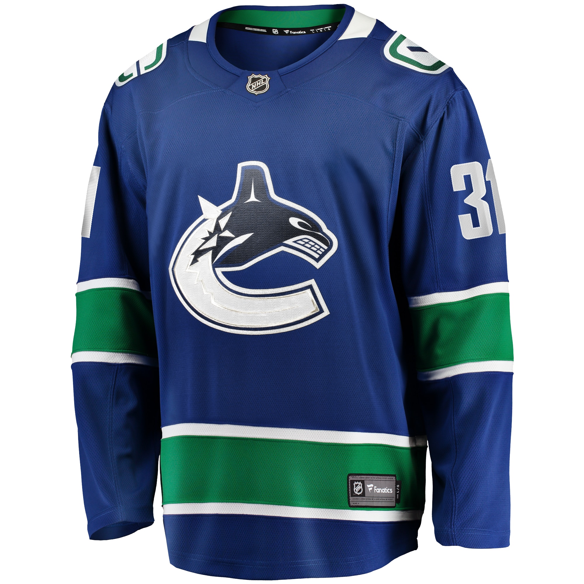 Alternative view of Men's Vancouver Canucks Arturs Silovs Blue Home Premier Breakaway Player Hockey Jersey - JS981 