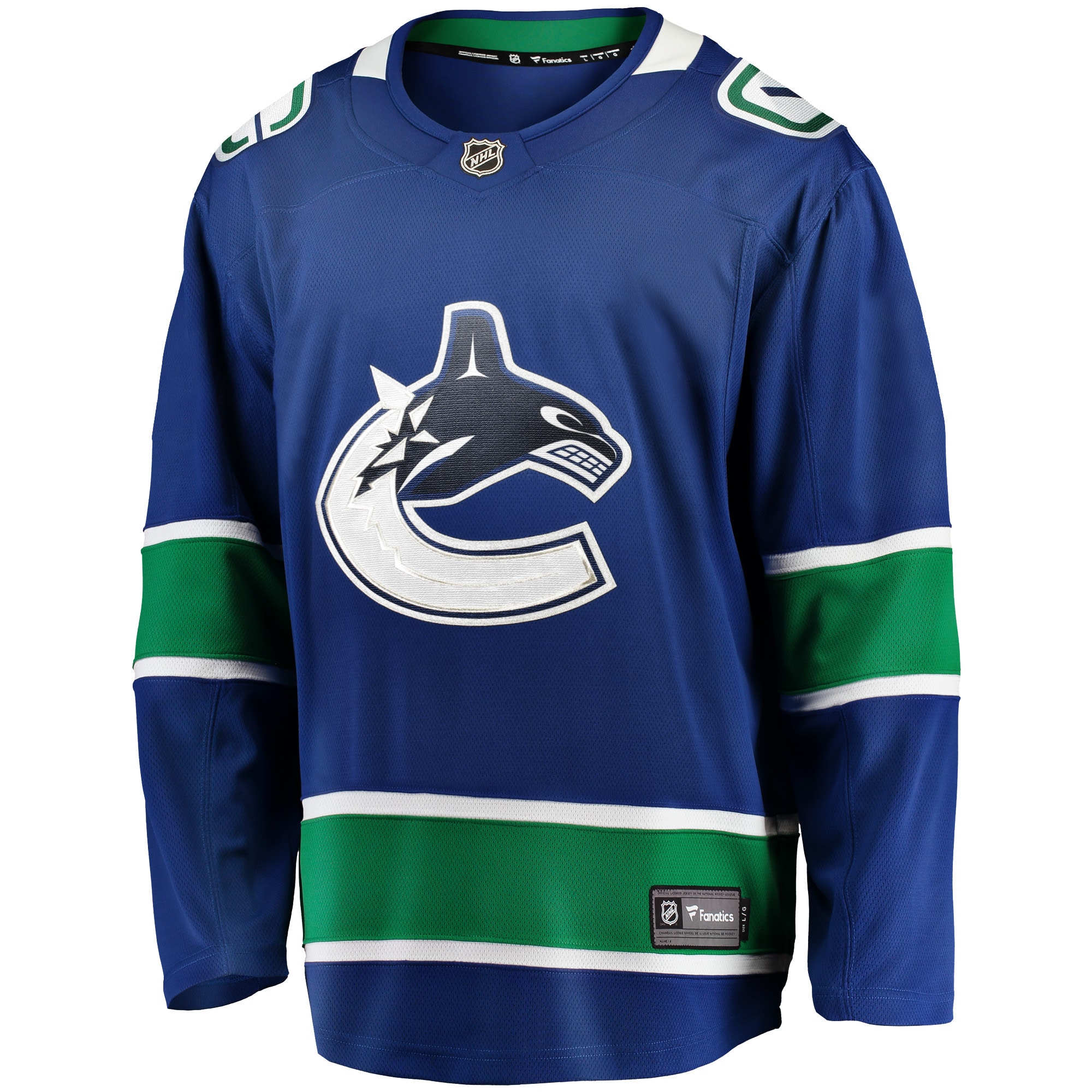 Alternative view of Men's Vancouver Canucks Blue Home Team Breakaway Hockey Jersey - JS509 