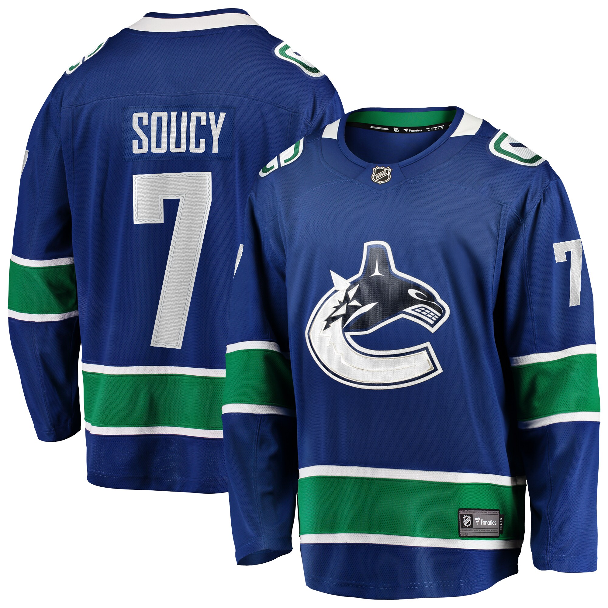 Men's Vancouver Canucks Carson Soucy Blue Home Premier Breakaway Player Hockey Jersey - JS673 