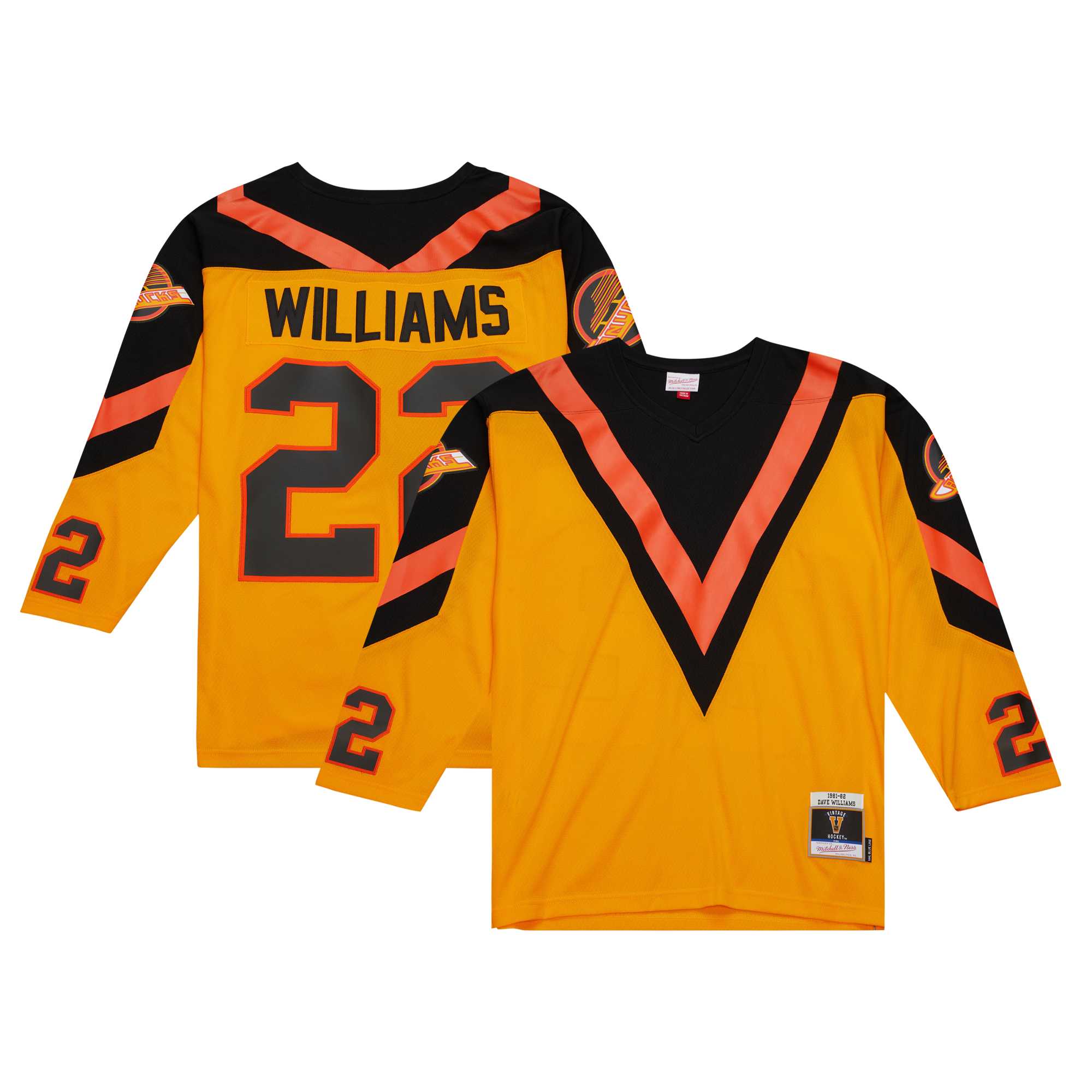 Men's Vancouver Canucks Dave Williams Mitchell & Ness Yellow Men's 1981/82 Blue Line Player Hockey Jersey - JS409 