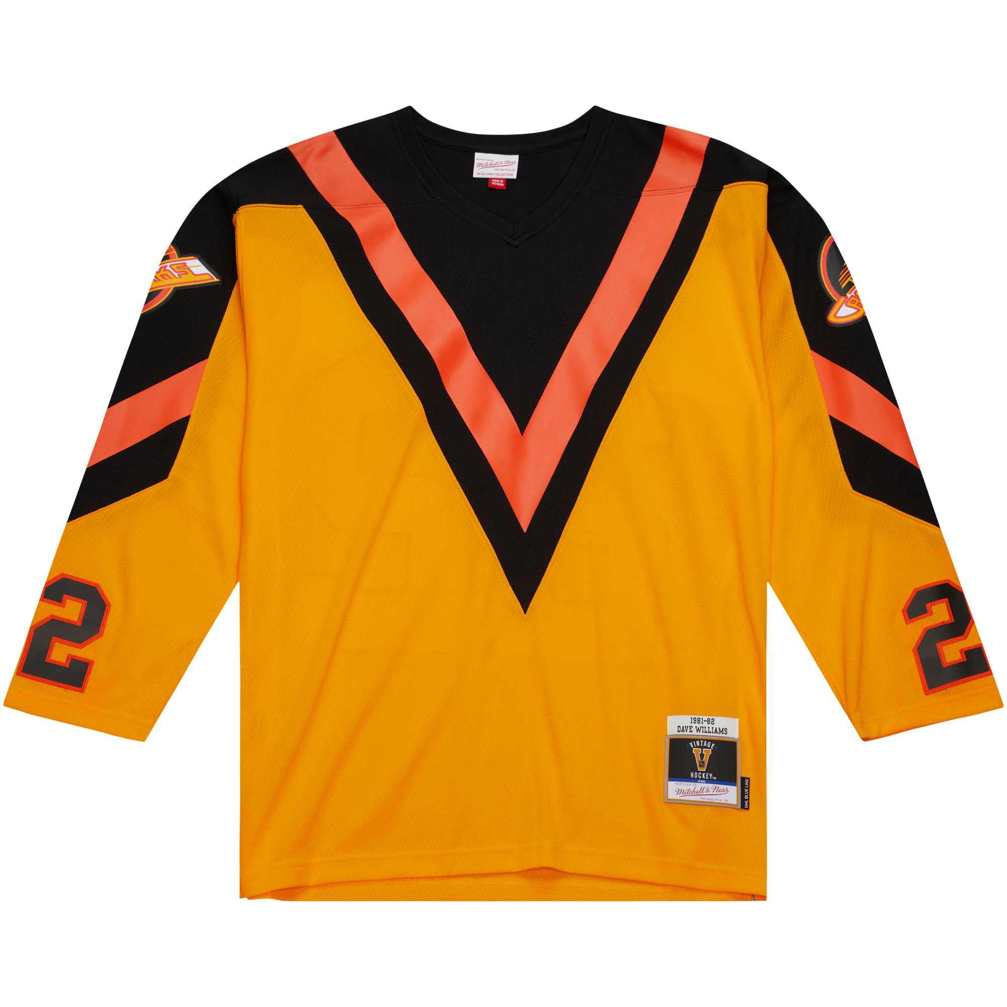 Alternative view of Men's Vancouver Canucks Dave Williams Mitchell & Ness Yellow Men's 1981/82 Blue Line Player Hockey Jersey - JS409 