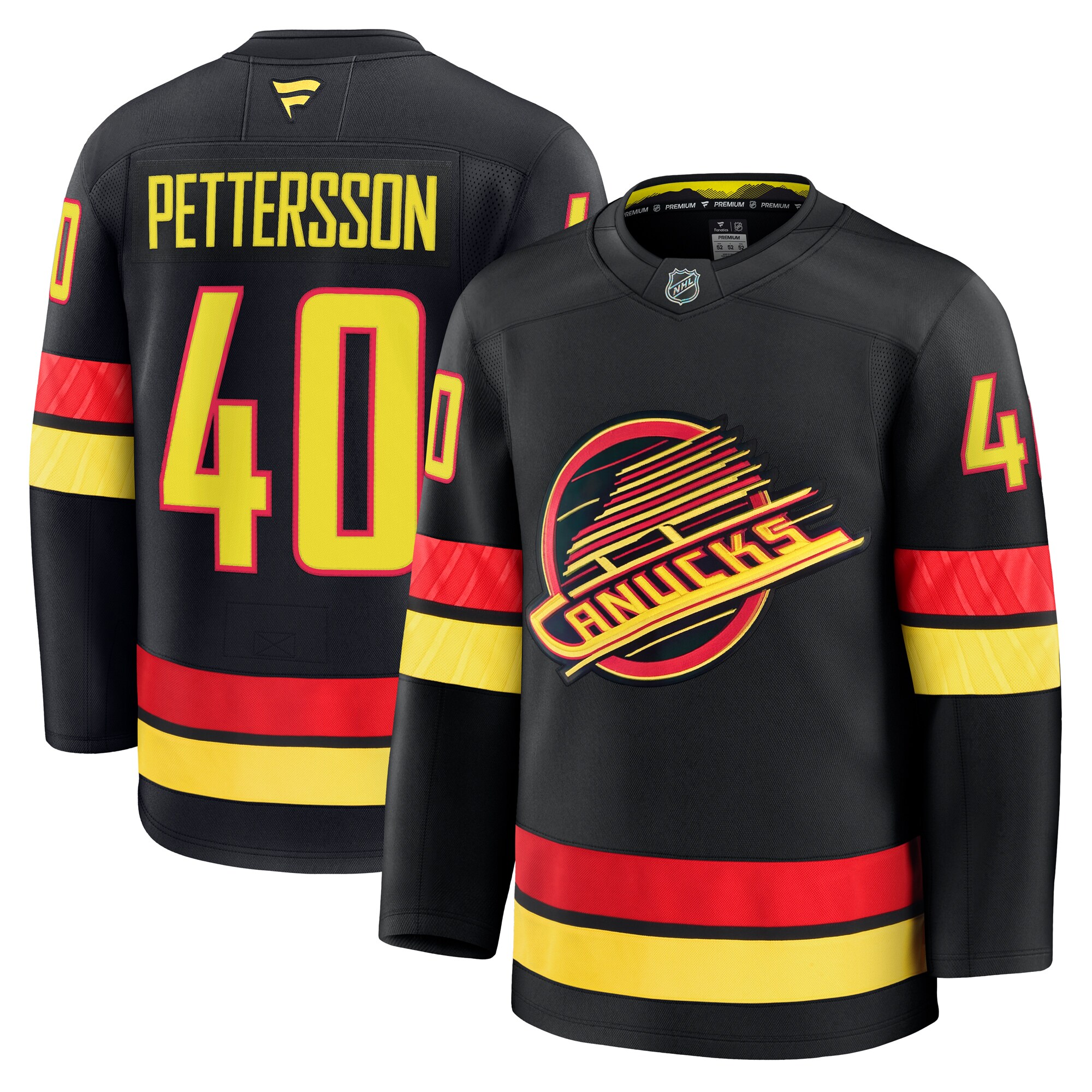 Men's Vancouver Canucks Elias Pettersson Black Alternate Premium Hockey Jersey - JS410 