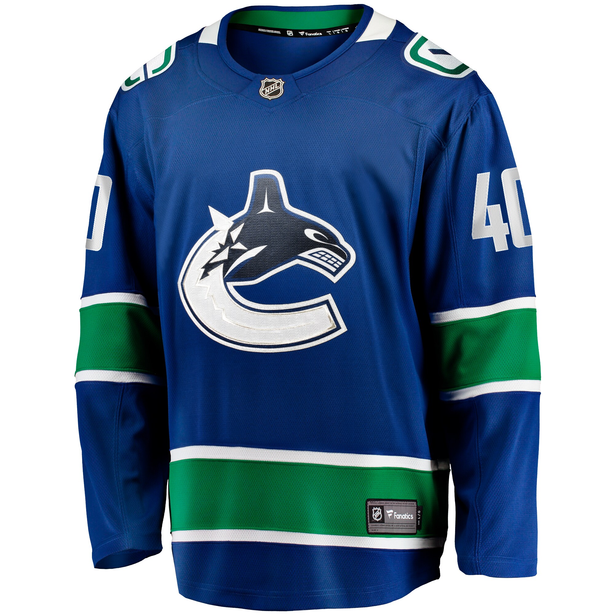 Alternative view of Men's Vancouver Canucks Elias Pettersson Blue Home Breakaway Hockey Jersey - JS663 