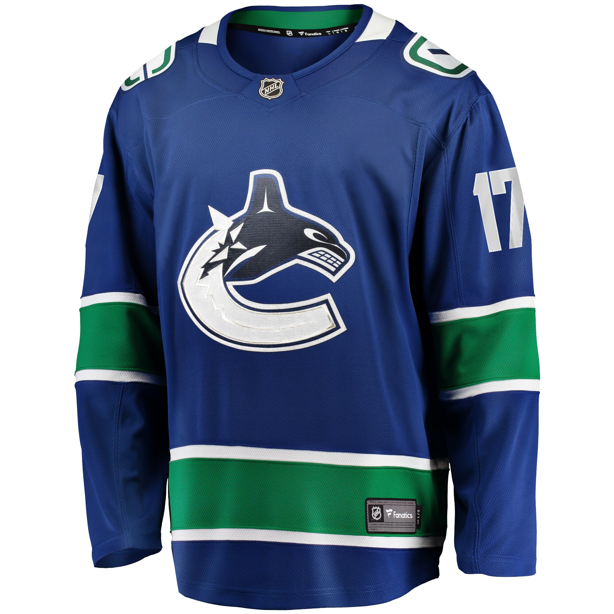 Alternative view of Men's Vancouver Canucks Filip Hronek Blue Home Breakaway Hockey Jersey - JS255 