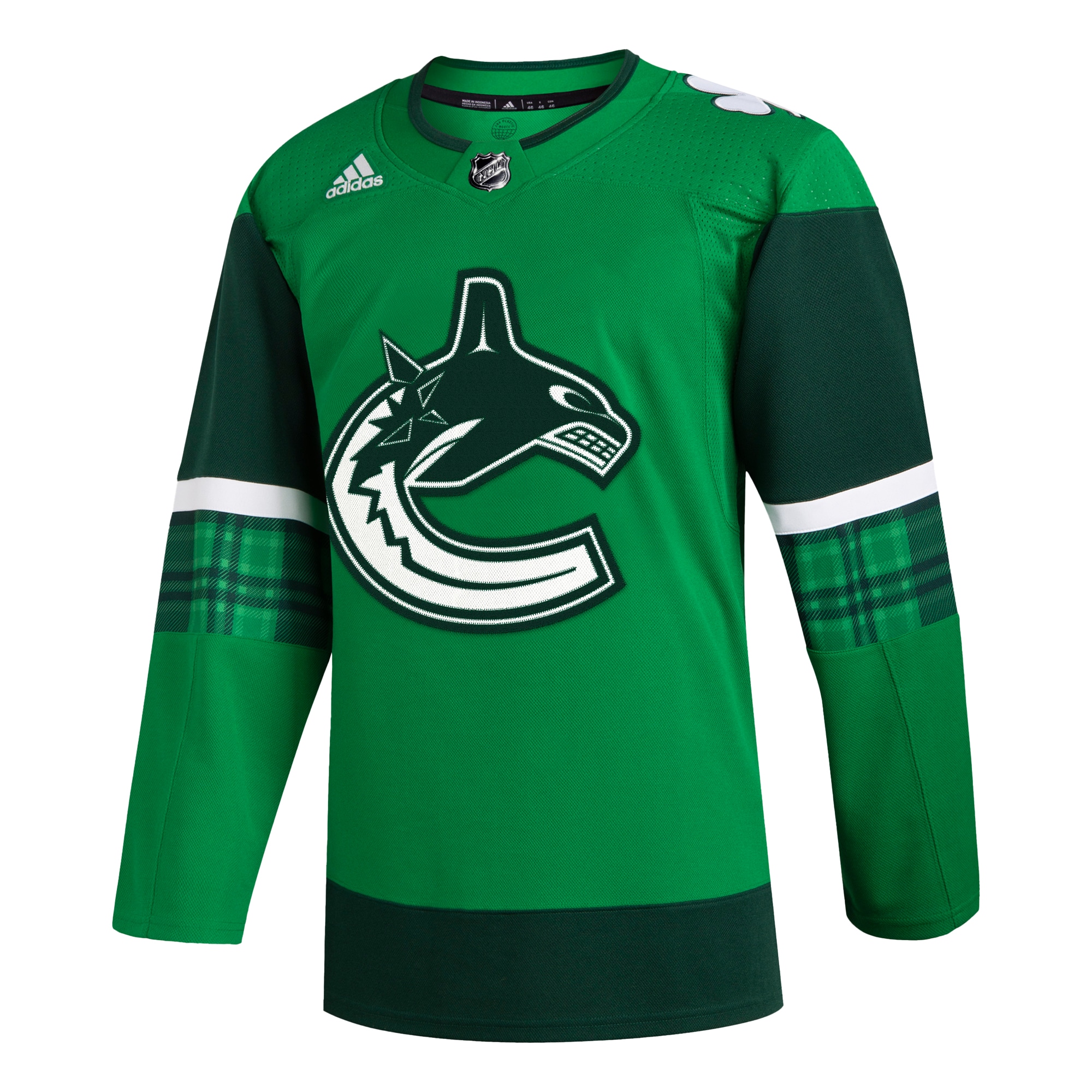 Alternative view of Men's Vancouver Canucks Kelly Green 2023 St. Patrick's Day Primegreen Hockey Jersey - JS140 