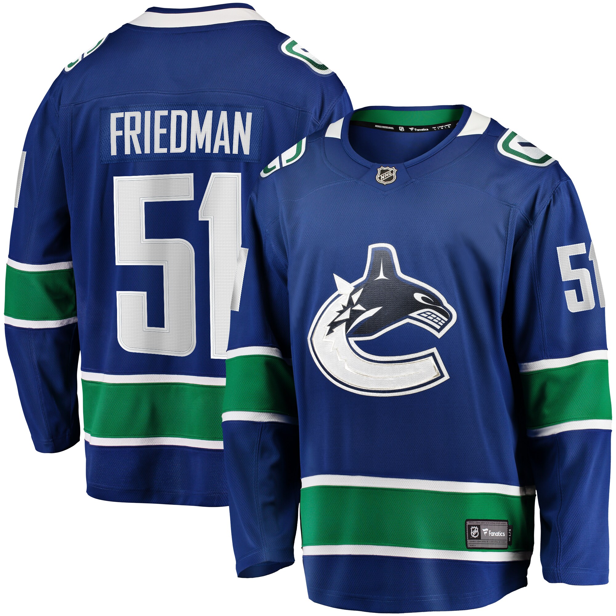 Men's Vancouver Canucks Mark Friedman Blue Home Premier Breakaway Player Hockey Jersey - JS953 