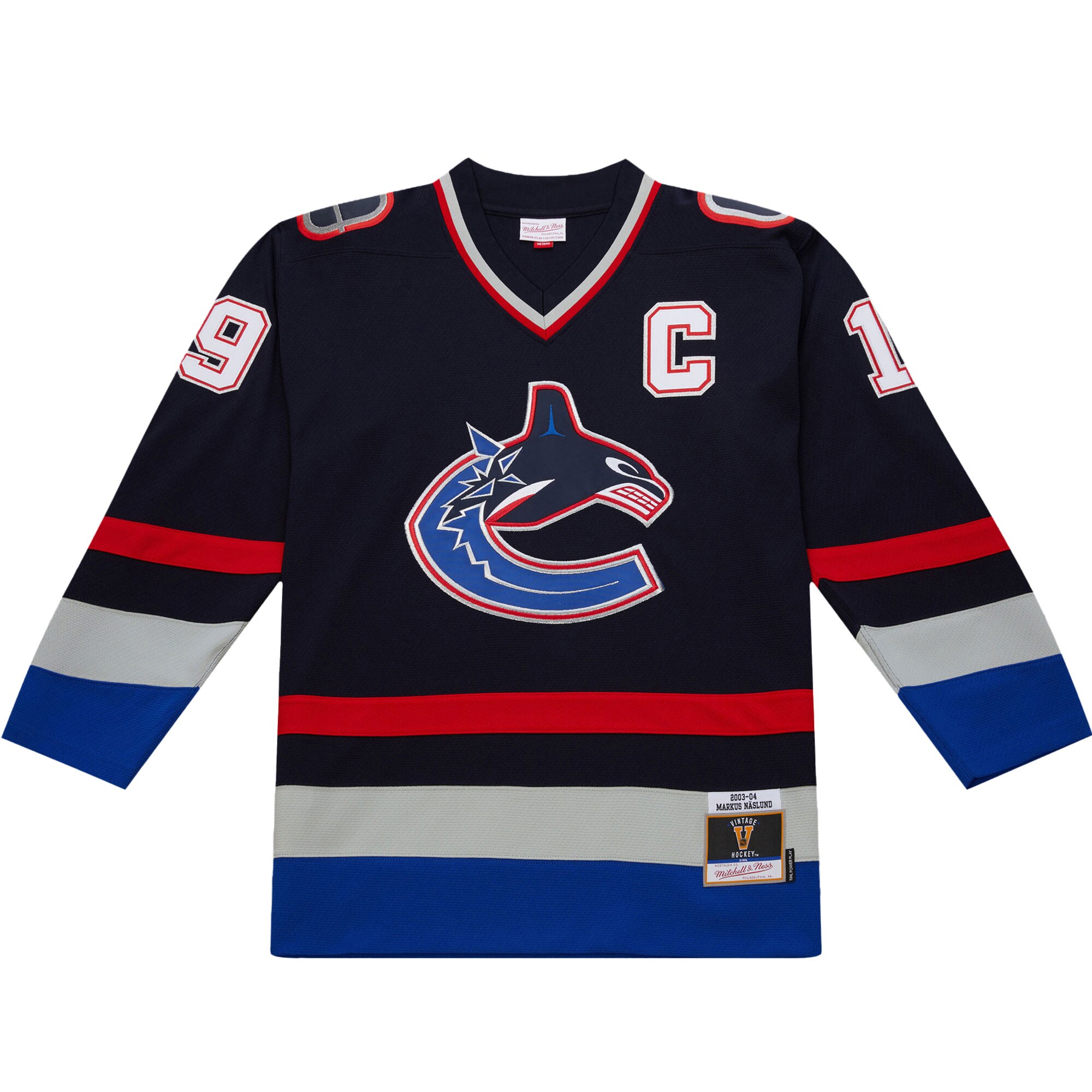 Alternative view of Men's Vancouver Canucks Markus Naslund Navy 2003-04 Power Play Hockey Jersey - JS298 