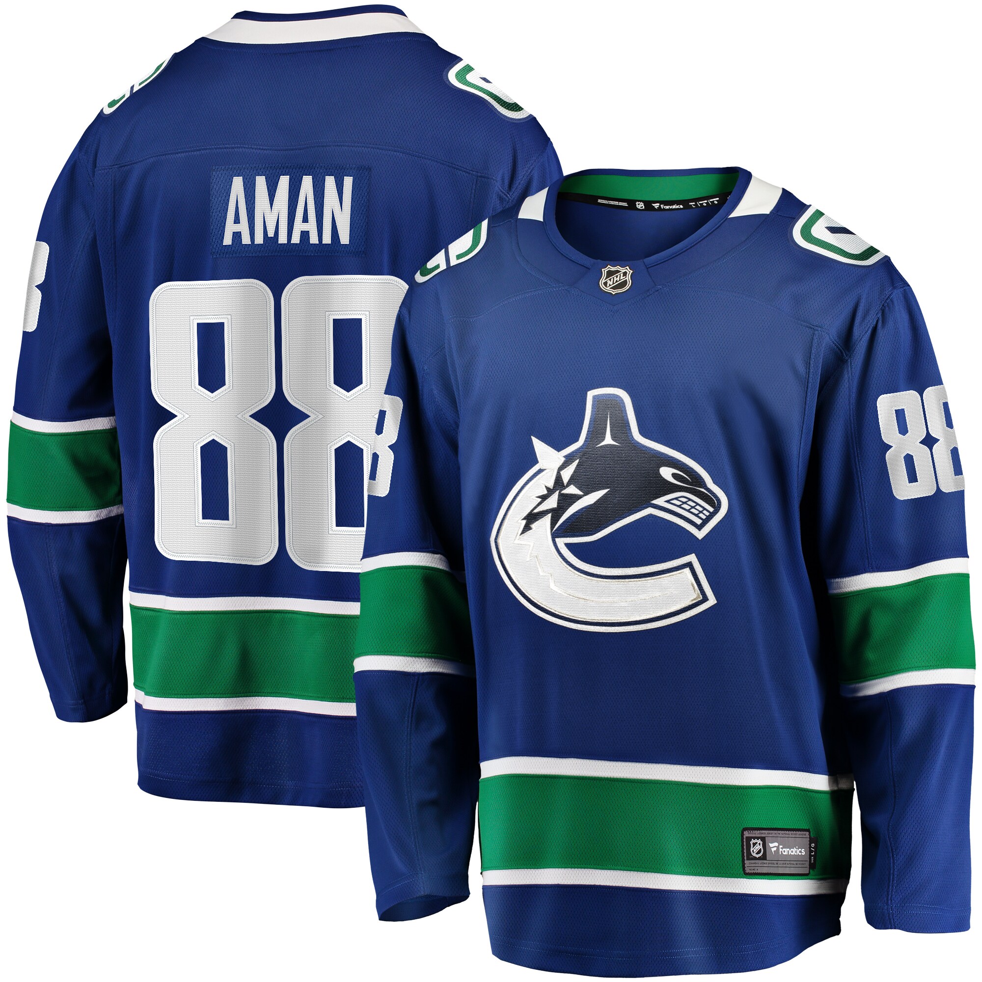Men's Vancouver Canucks Nils Aman Blue Home Premier Breakaway Player Hockey Jersey - JS669 