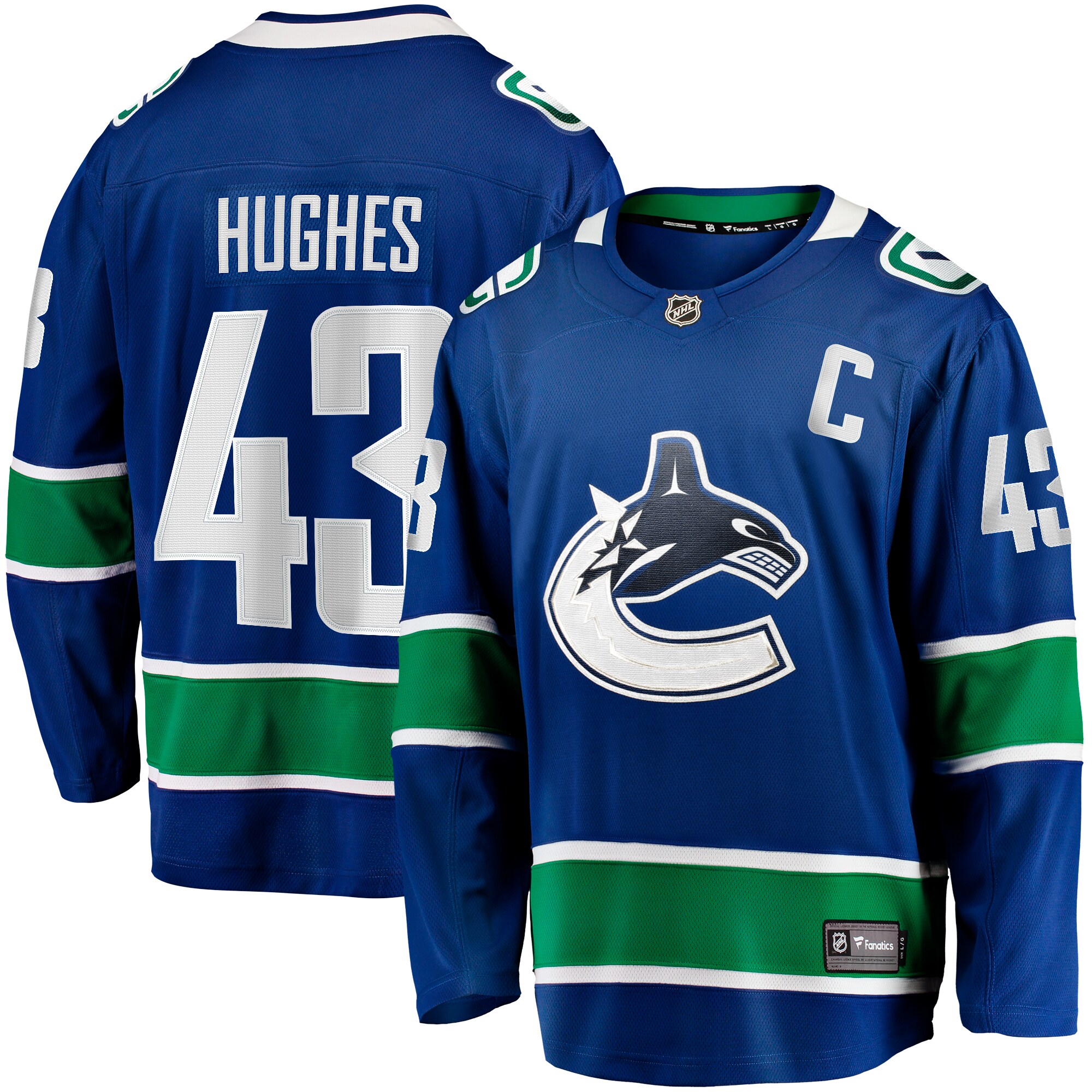 Men's Vancouver Canucks Quinn Hughes Blue Home Breakaway Hockey Jersey - JS723 