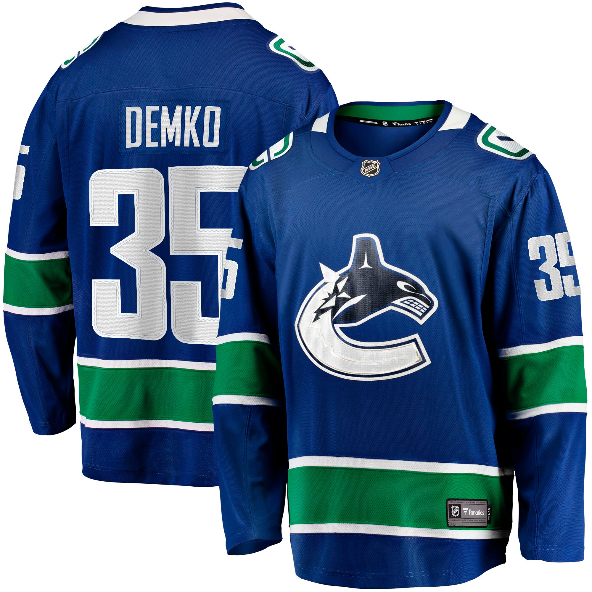Men's Vancouver Canucks Thatcher Demko Blue Home Breakaway Hockey Jersey - JS180 