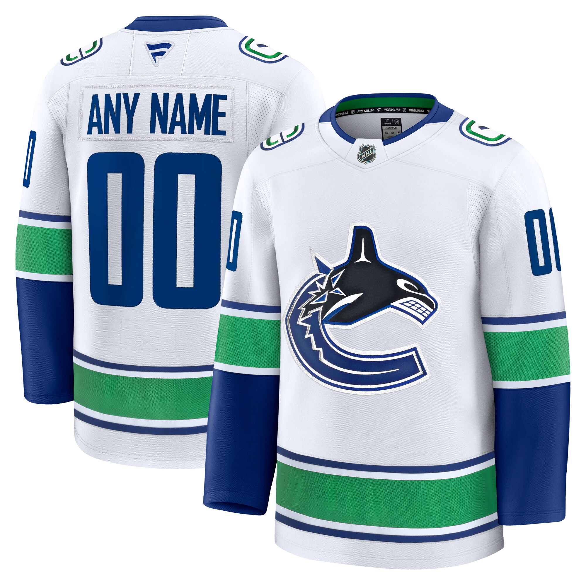 Men's Vancouver Canucks White Away Premium Custom Hockey Jersey - JS500 