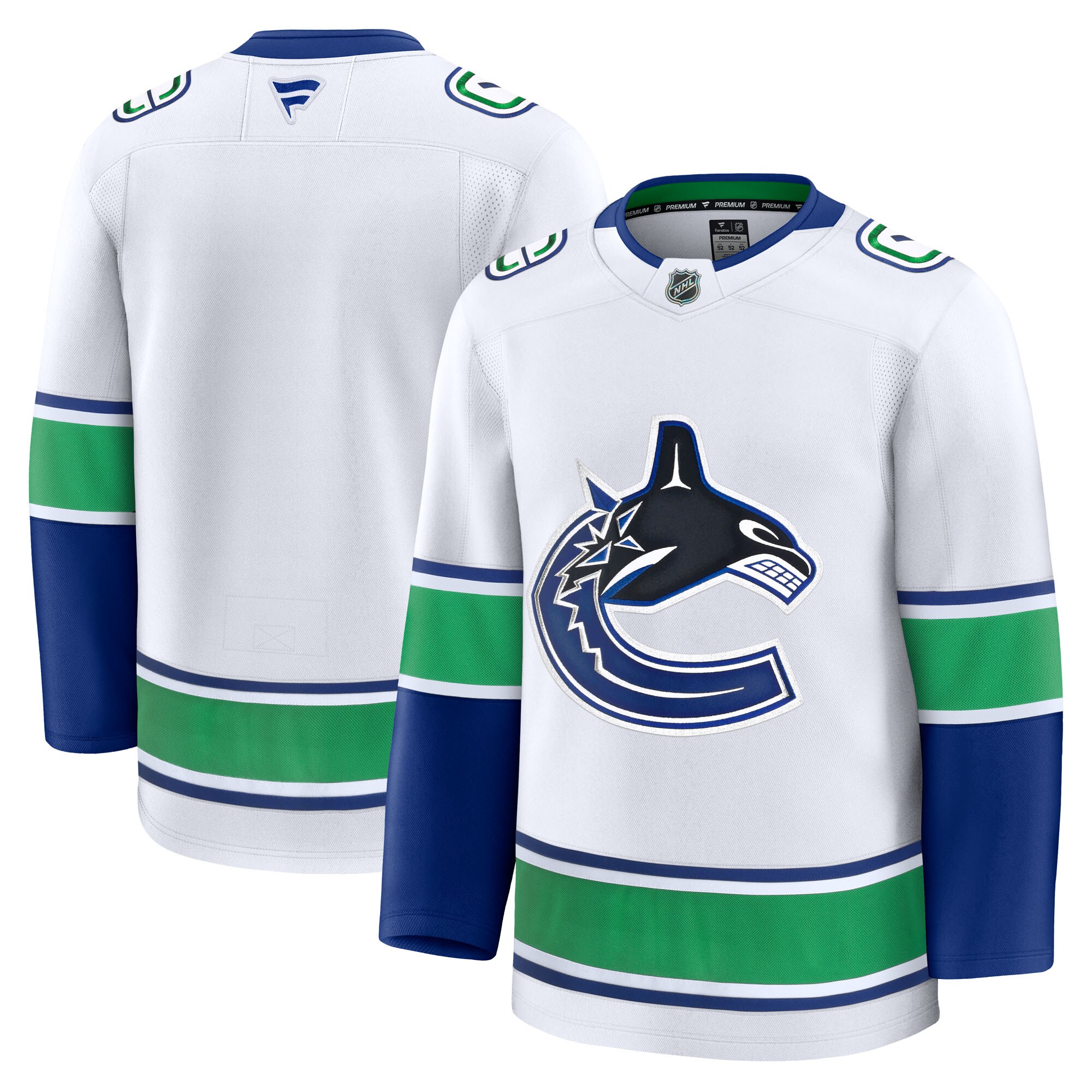 Men's Vancouver Canucks White Away Premium Hockey Jersey - JS243 