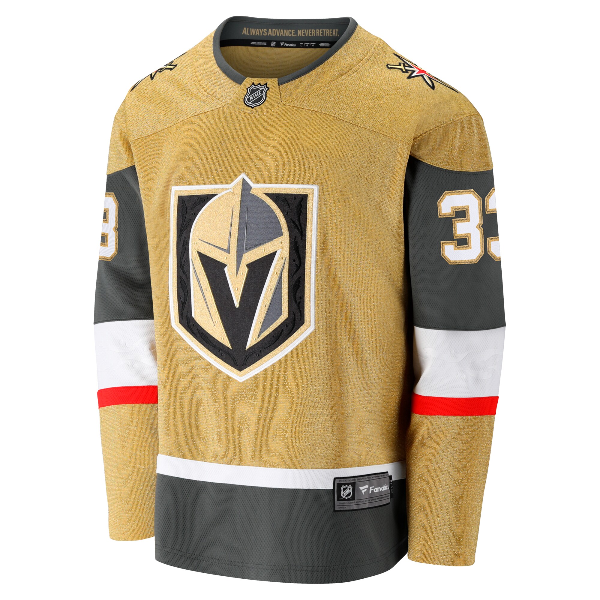 Alternative view of Men's Vegas Golden Knights Adin Hill Gold Home Breakaway Hockey Jersey - JS262 