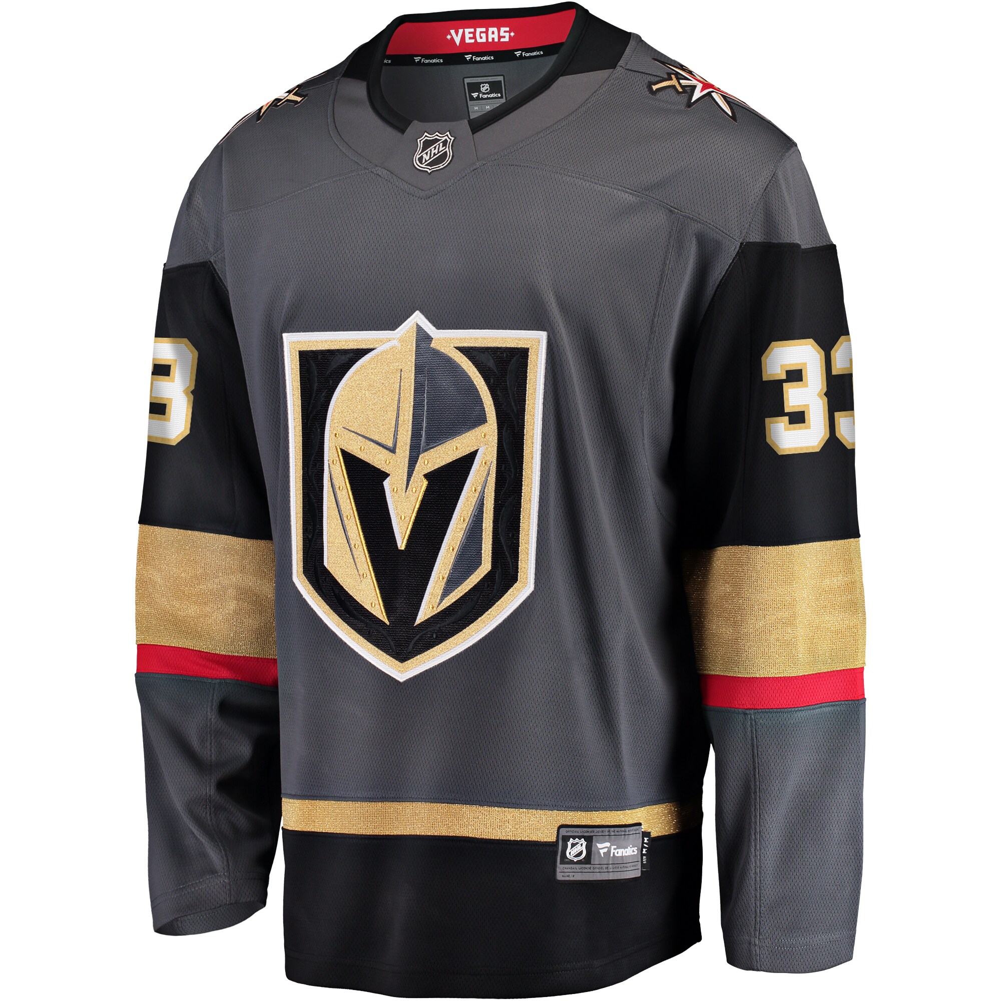 Alternative view of Men's Vegas Golden Knights Adin Hill Gray Alternate Breakaway Hockey Jersey - JS959 