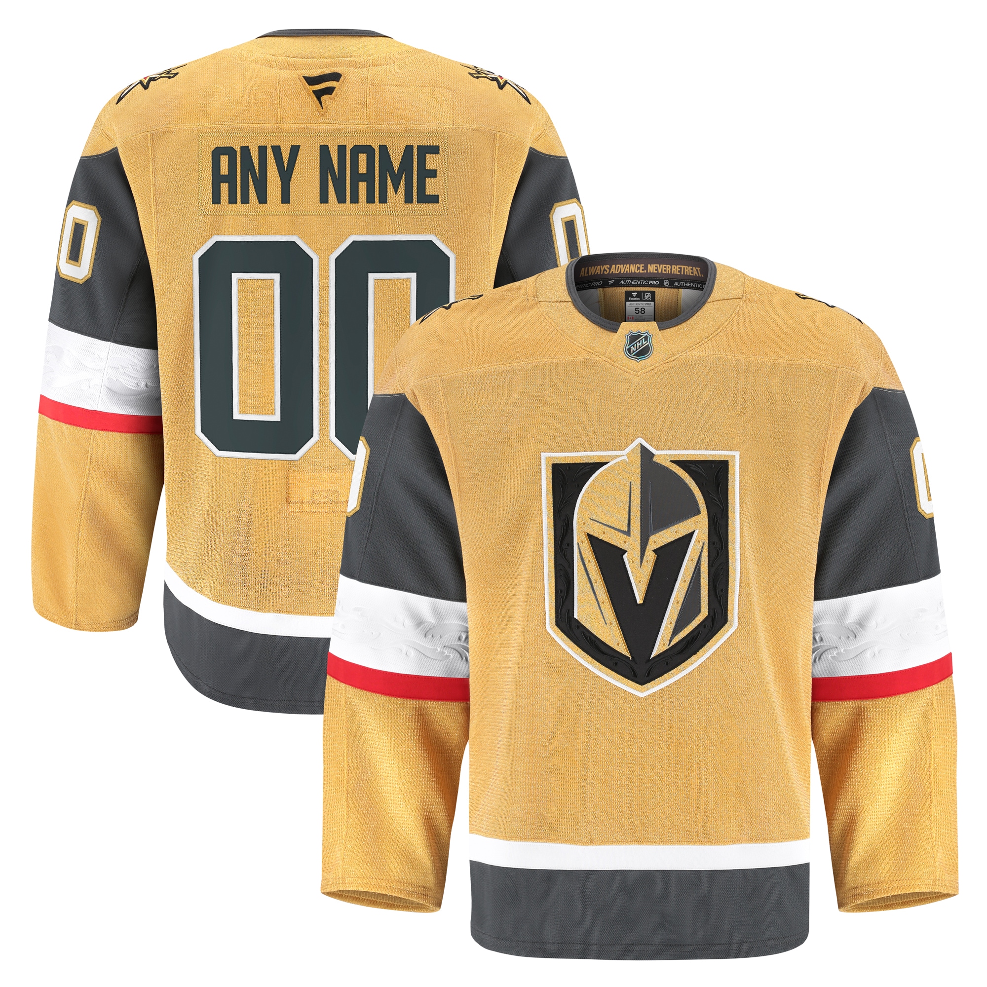 Men's Vegas Golden Knights Gold Home Pro Custom Hockey Jersey - JS560 