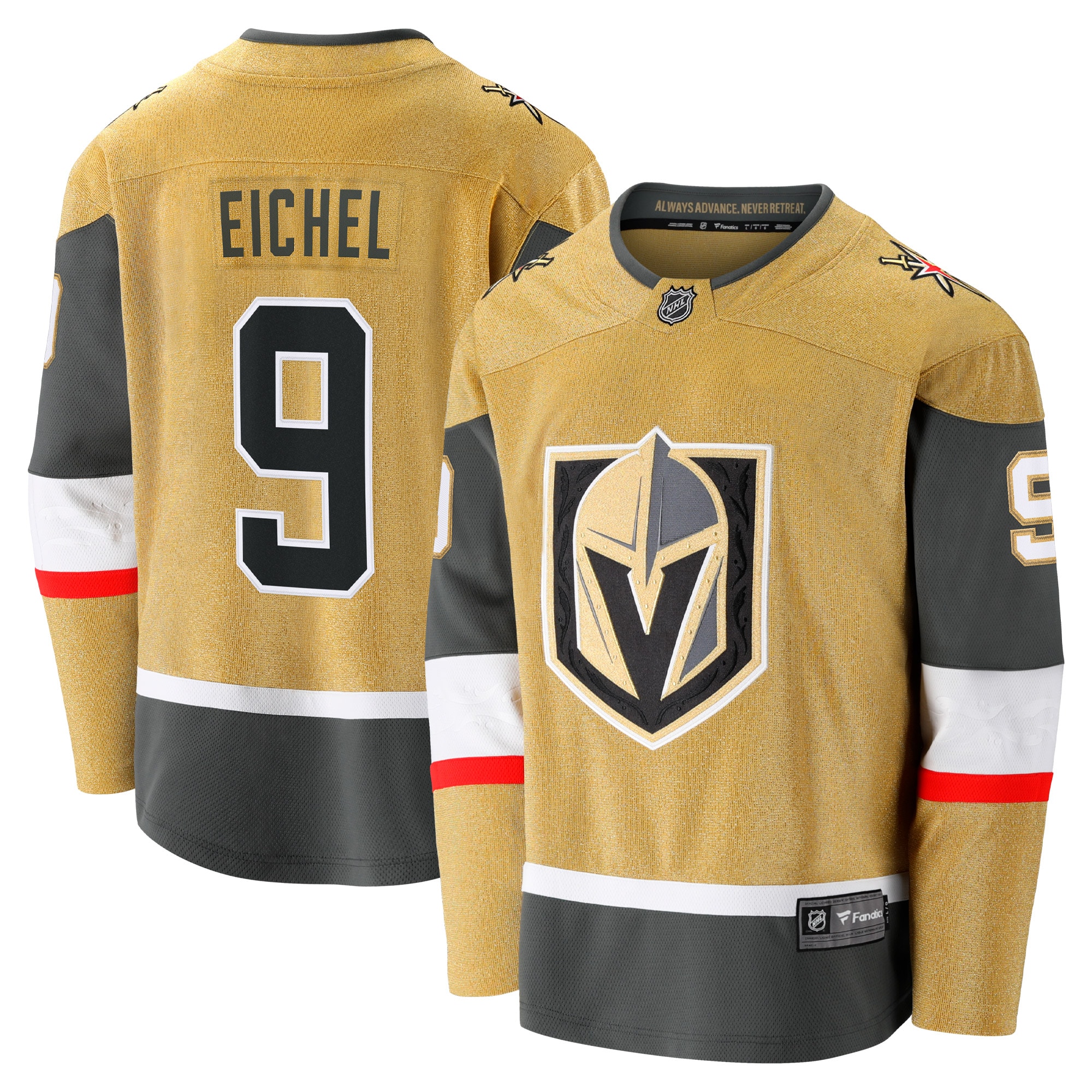 Men's Vegas Golden Knights Jack Eichel Gold Alternate Premier Breakaway Player Hockey Jersey - JS849 