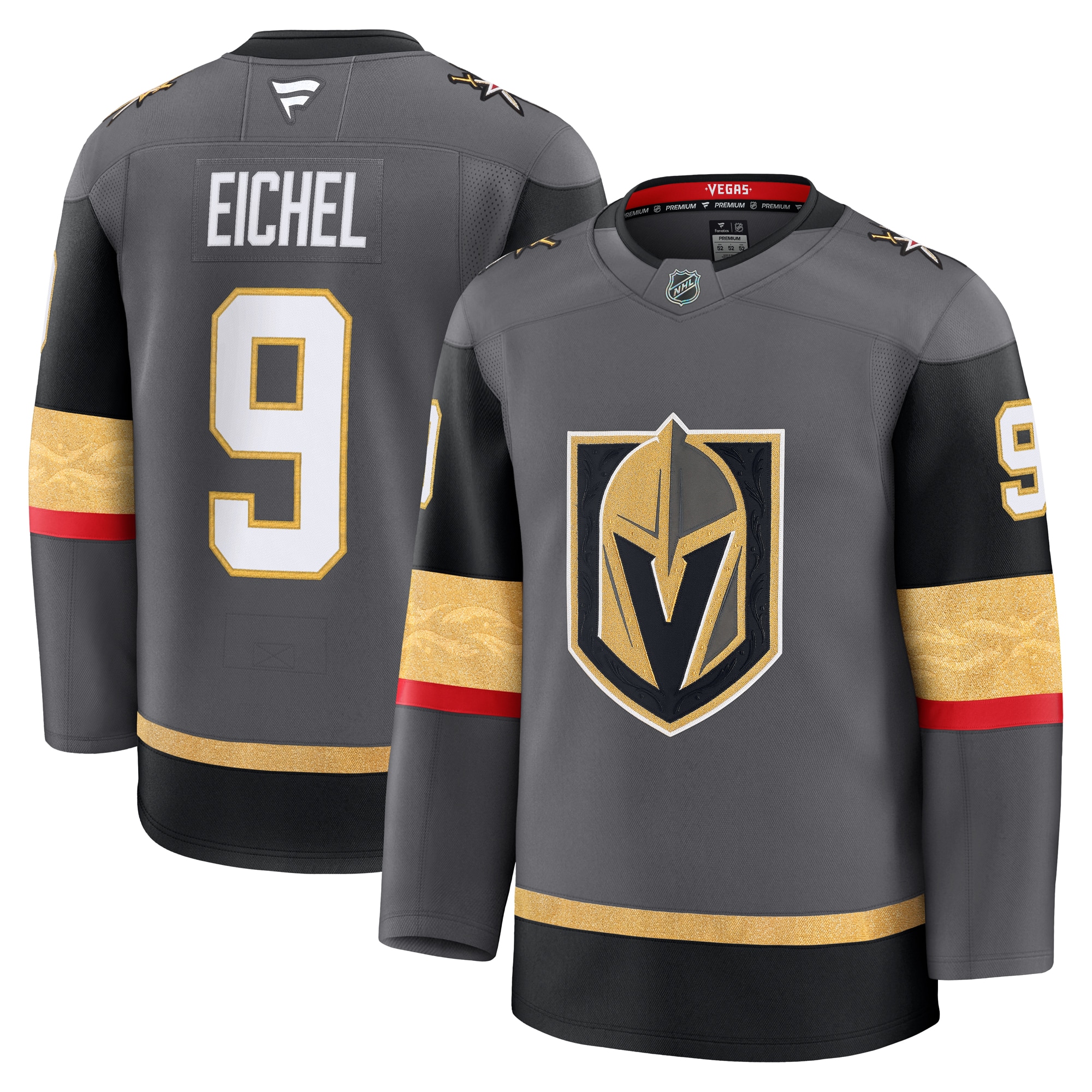 Men's Vegas Golden Knights Jack Eichel Gray Alternate Premium Hockey Jersey - JS364 