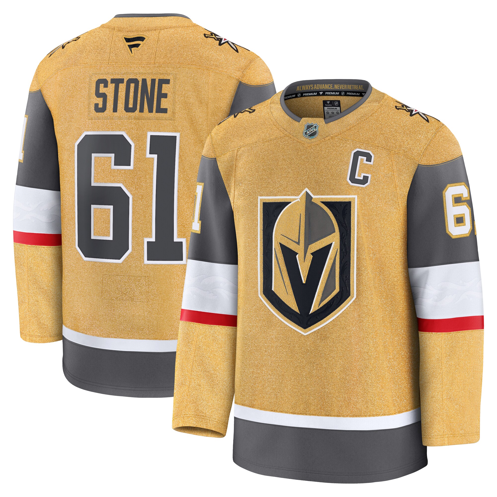 Men's Vegas Golden Knights Mark Stone Gold Home Premium Hockey Jersey - JS856 