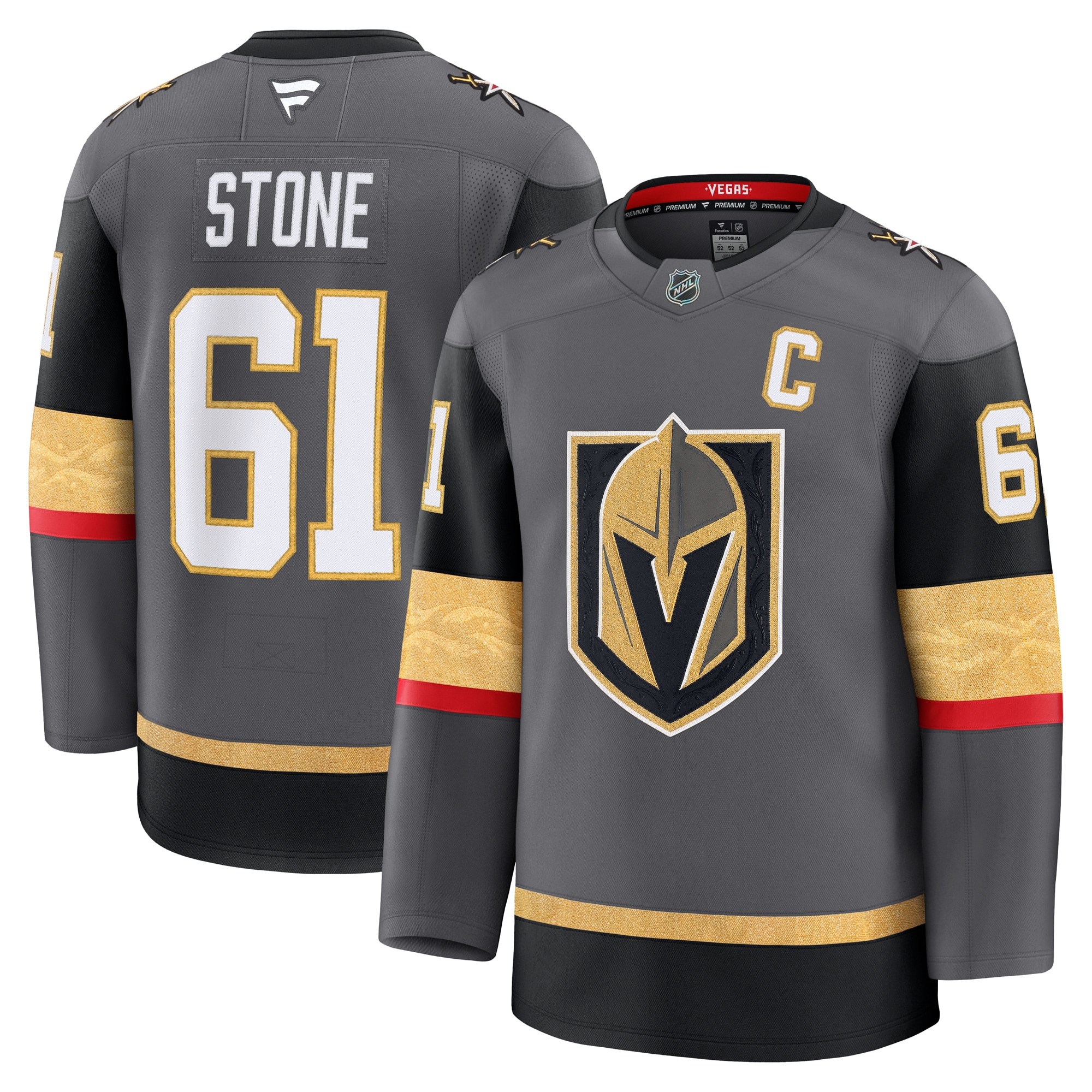Men's Vegas Golden Knights Mark Stone Gray Alternate Premium Hockey Jersey - JS273 