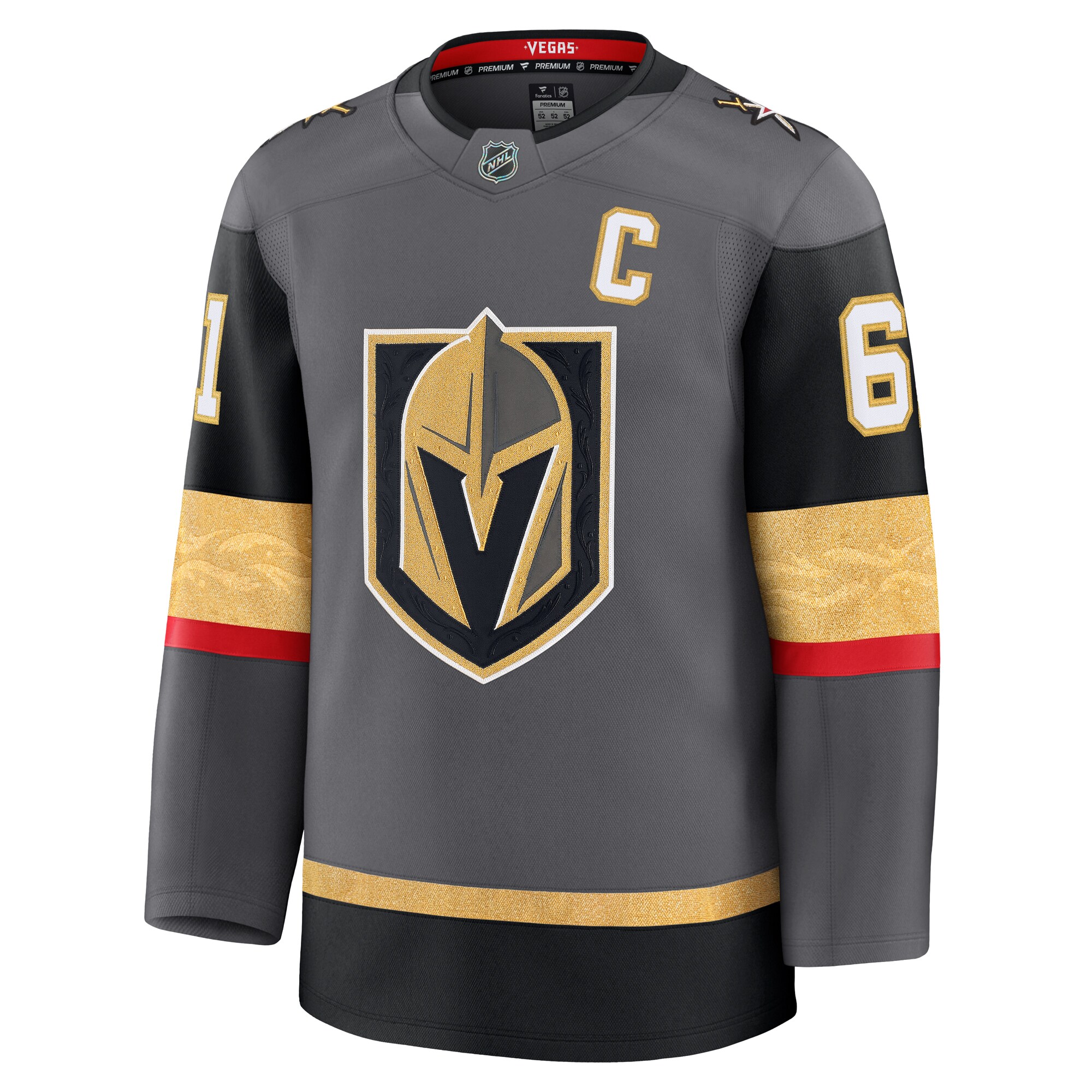Alternative view of Men's Vegas Golden Knights Mark Stone Gray Alternate Premium Hockey Jersey - JS378 