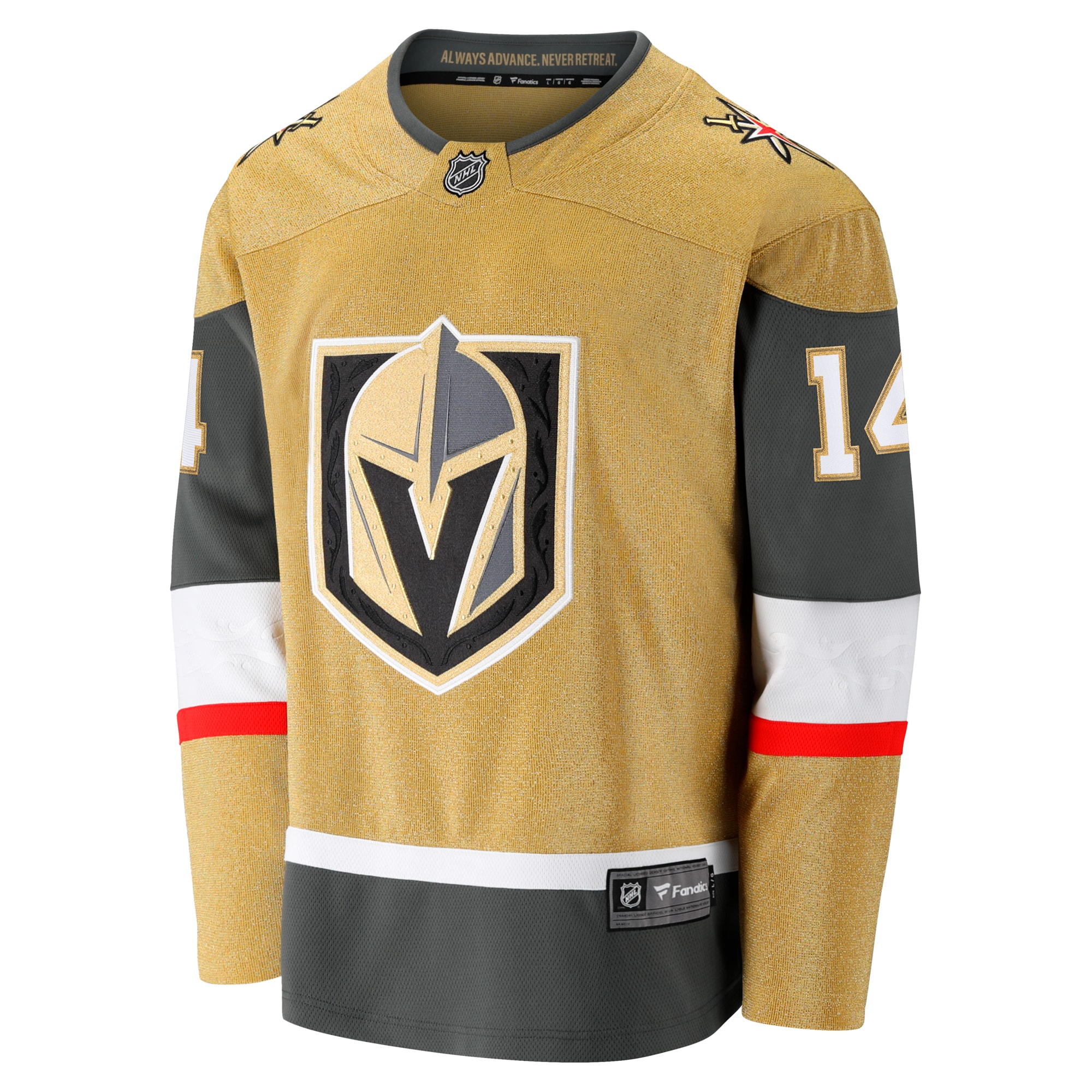 Alternative view of Men's Vegas Golden Knights Nicolas Hague Gold Home Premier Breakaway Player Hockey Jersey - JS929 