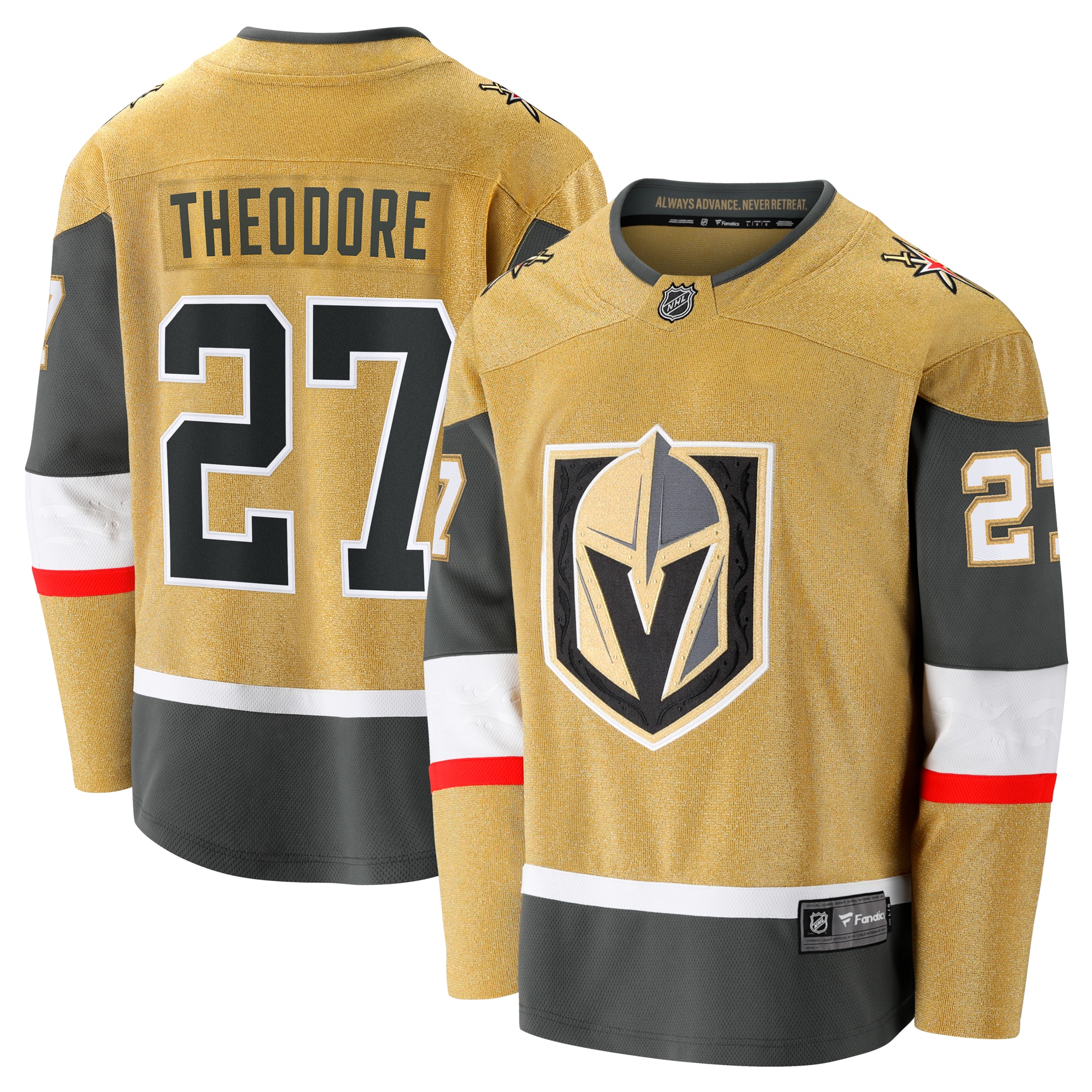 Men's Vegas Golden Knights Shea Theodore Gold Home Breakaway Hockey Jersey - JS853 