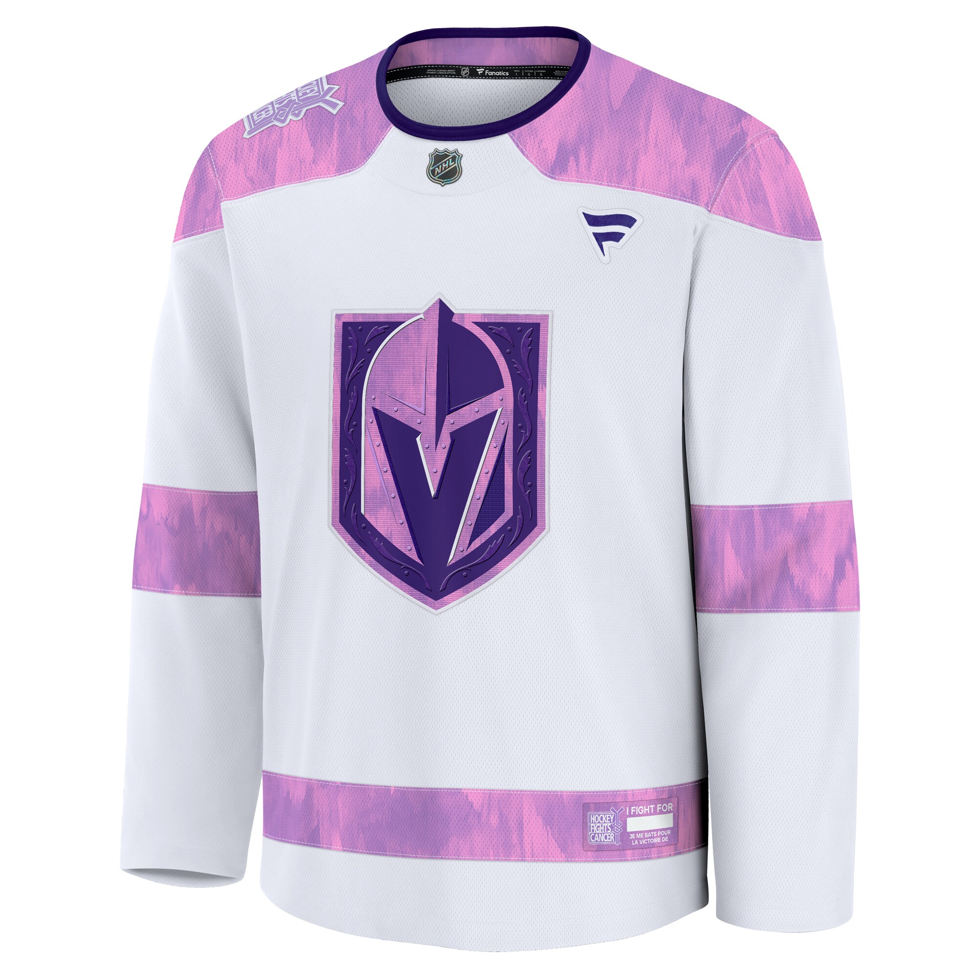 Alternative view of Men's Vegas Golden Knights White 2024 Hockey Fights Cancer Practice Hockey Jersey - JS965 