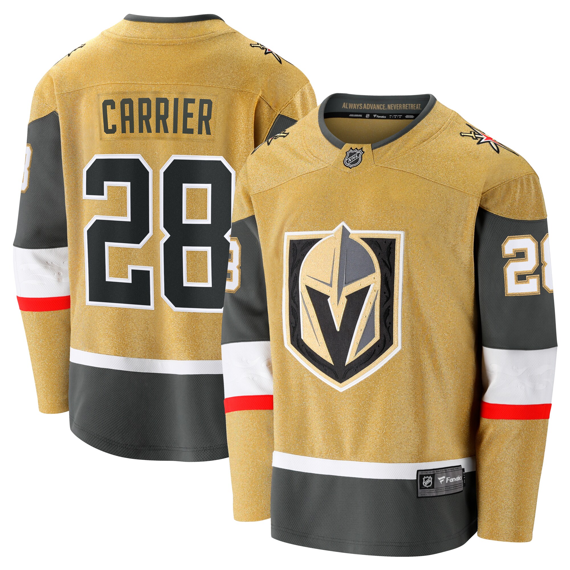 Men's Vegas Golden Knights William Carrier Gold Home Breakaway Hockey Jersey - JS356 