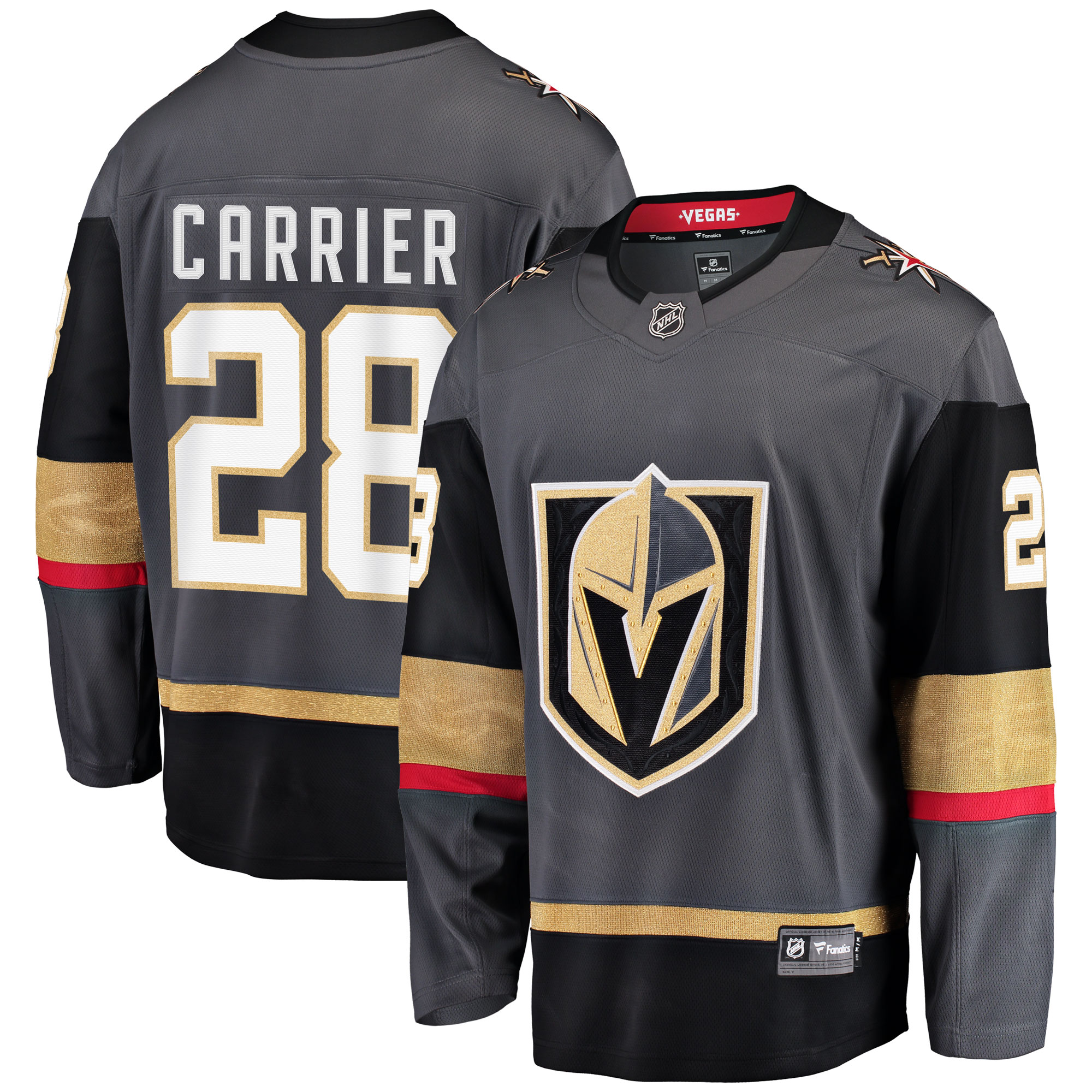 Men's Vegas Golden Knights William Carrier Gray Alternate Breakaway Player Hockey Jersey - JS576 