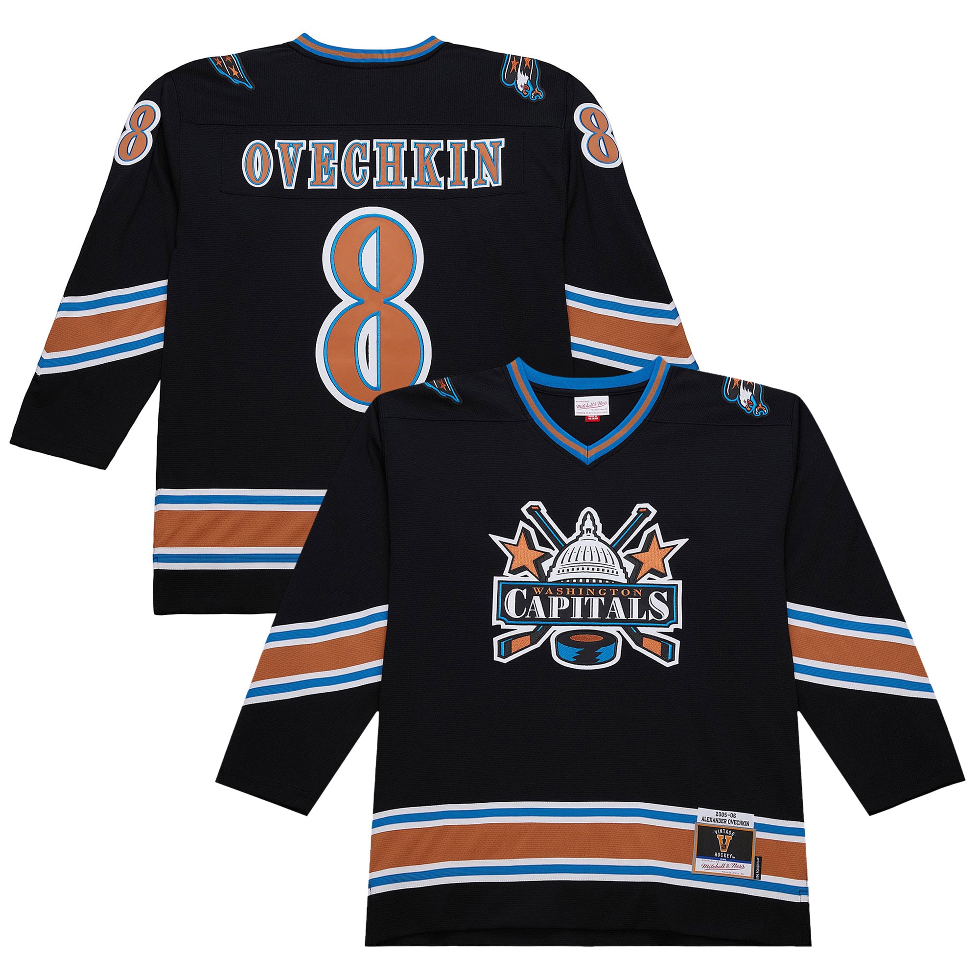 Men's Washington Capitals Alexander Ovechkin Black 2005-06 Power Play Hockey Jersey - JS390 