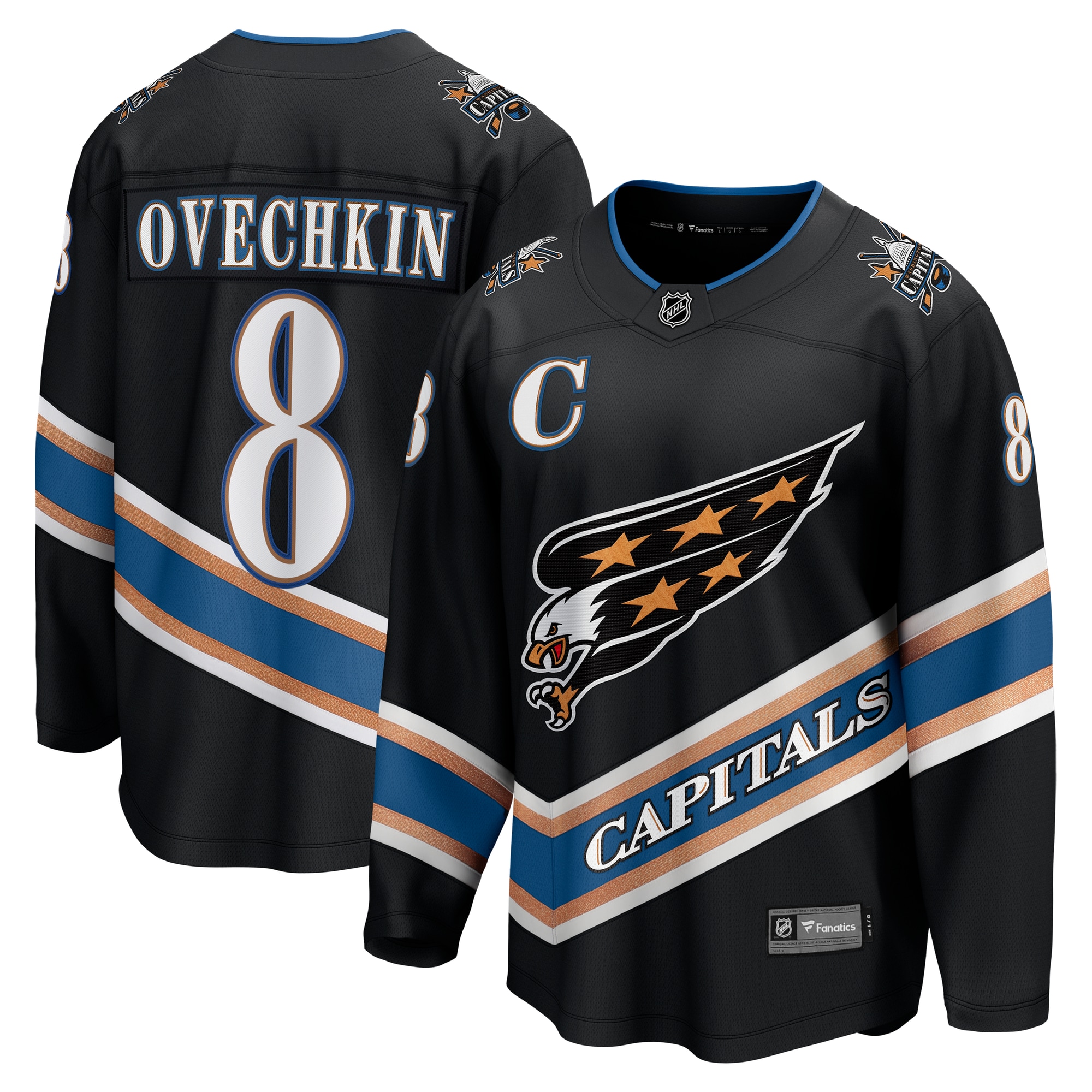 Men's Washington Capitals Alexander Ovechkin Black Alternate 50th Anniversary Premier Breakaway Player Hockey Jersey - JS574 