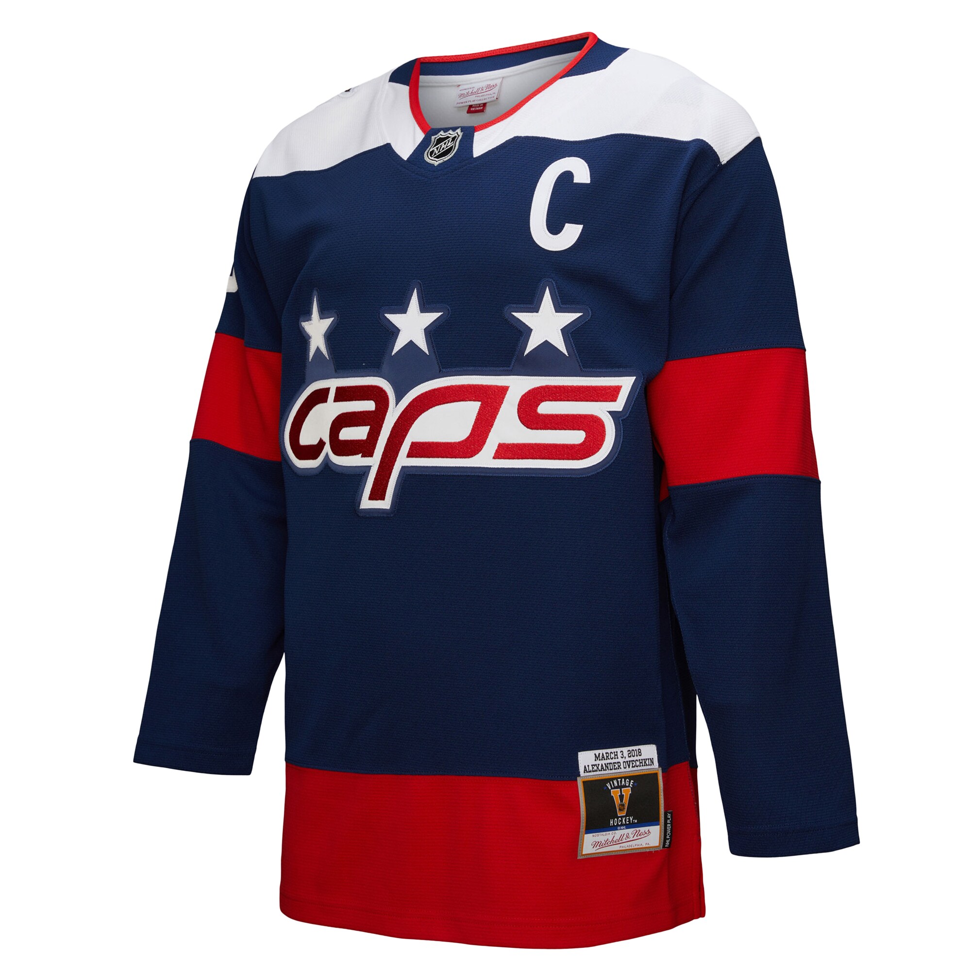 Alternative view of Men's Washington Capitals Alexander Ovechkin Mitchell & Ness Navy Power Play Hockey Jersey - JS984 