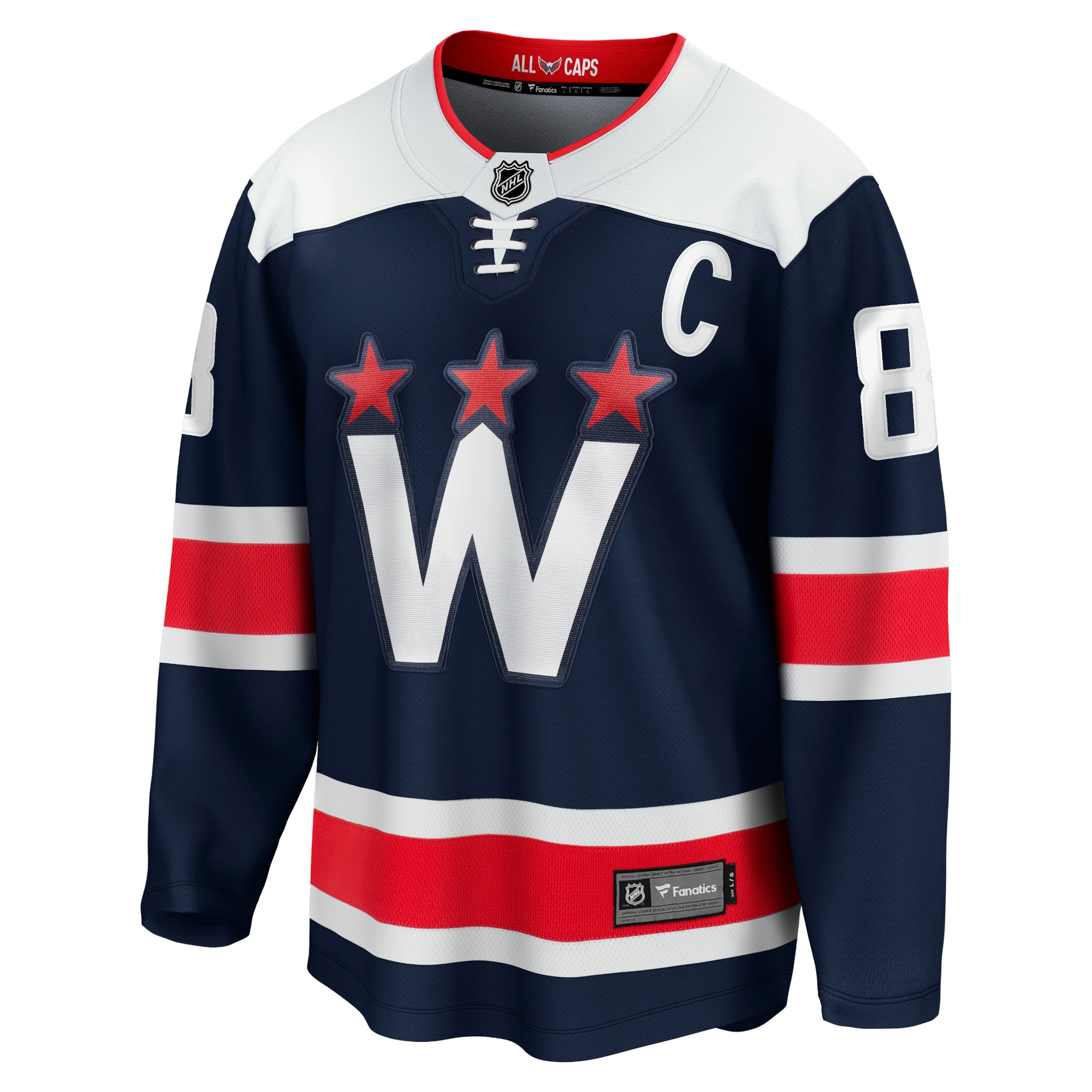 Alternative view of Men's Washington Capitals Alexander Ovechkin Navy Alternate Premier Breakaway Player Hockey Jersey - JS473 