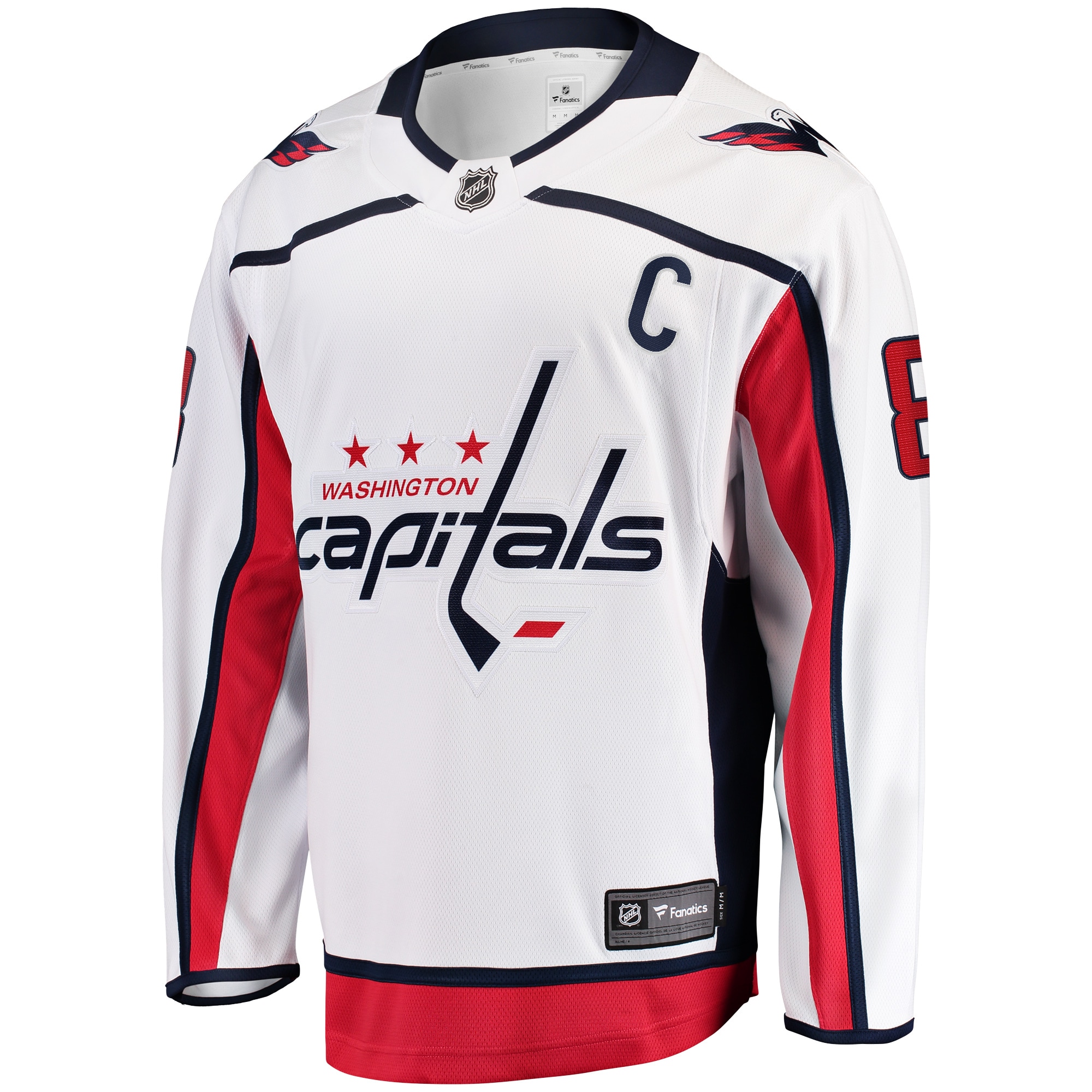Alternative view of Men's Washington Capitals Alexander Ovechkin White Away Premier Breakaway Player Hockey Jersey - JS344 