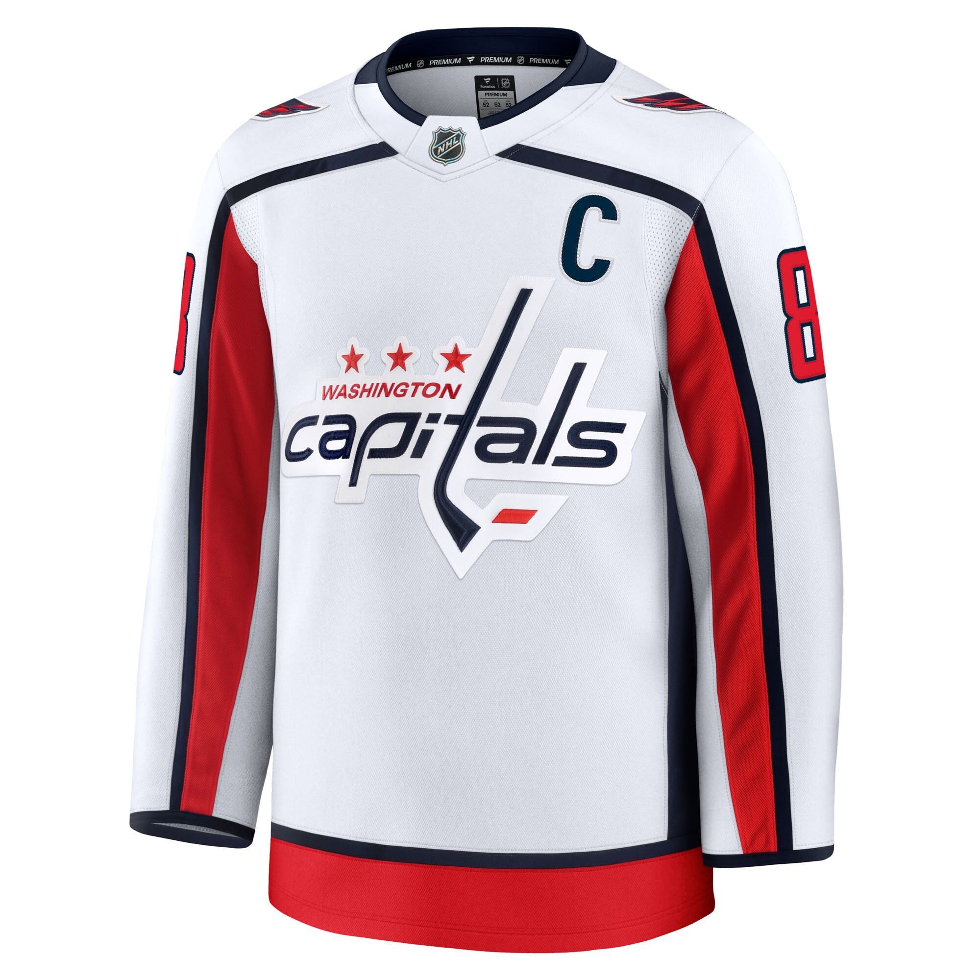 Alternative view of Men's Washington Capitals Alexander Ovechkin White Away Premium Hockey Jersey - JS311 