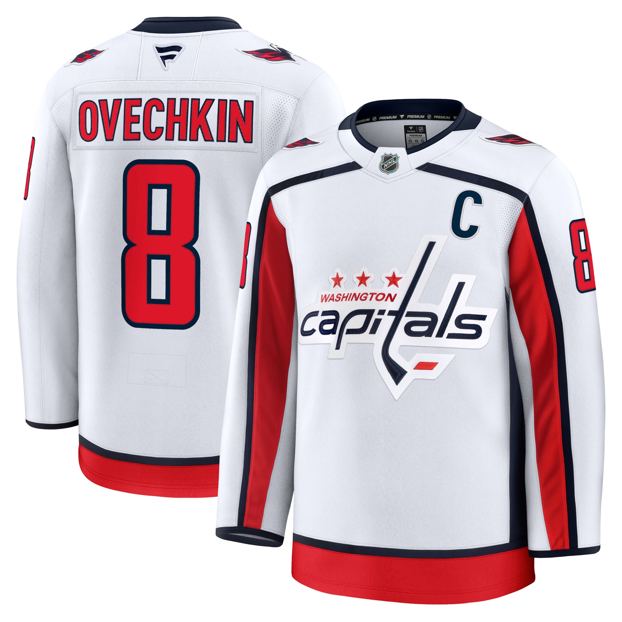 Men's Washington Capitals Alexander Ovechkin White Away Premium Hockey Jersey - JS546 