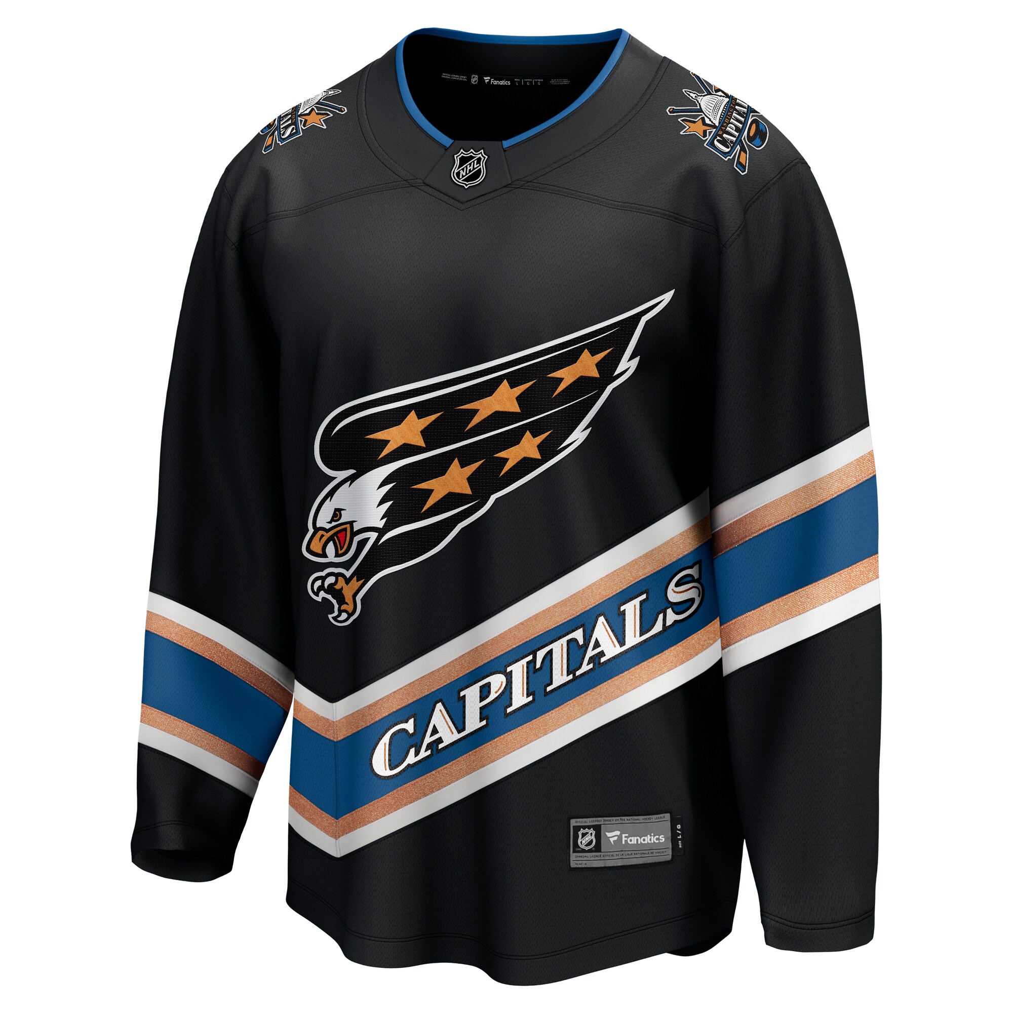 Alternative view of Men's Washington Capitals Black Alternate 50th Anniversary Breakaway Hockey Jersey - JS285 