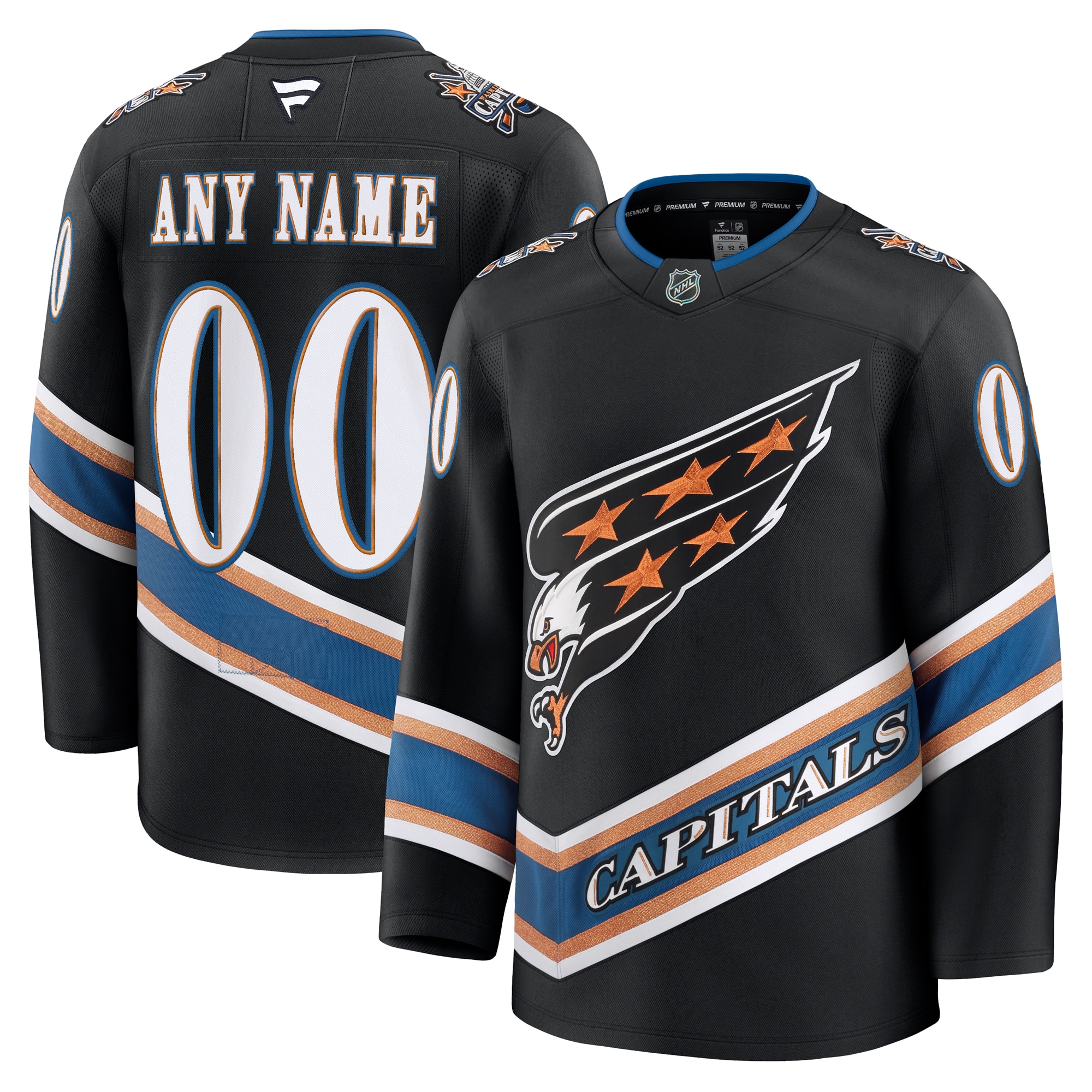 Men's Washington Capitals Black Alternate 50th Anniversary Premium Custom Hockey Jersey - JS177 