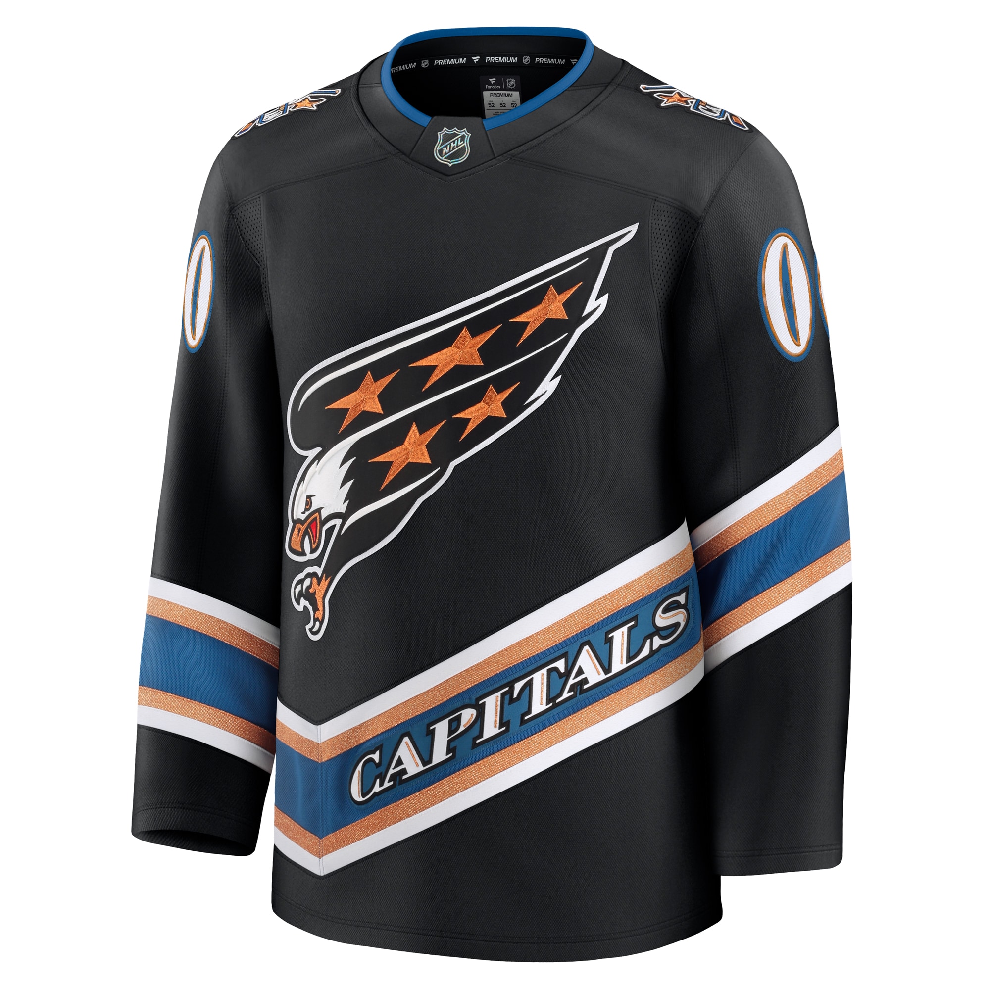 Alternative view of Men's Washington Capitals Black Alternate 50th Anniversary Premium Custom Hockey Jersey - JS379 