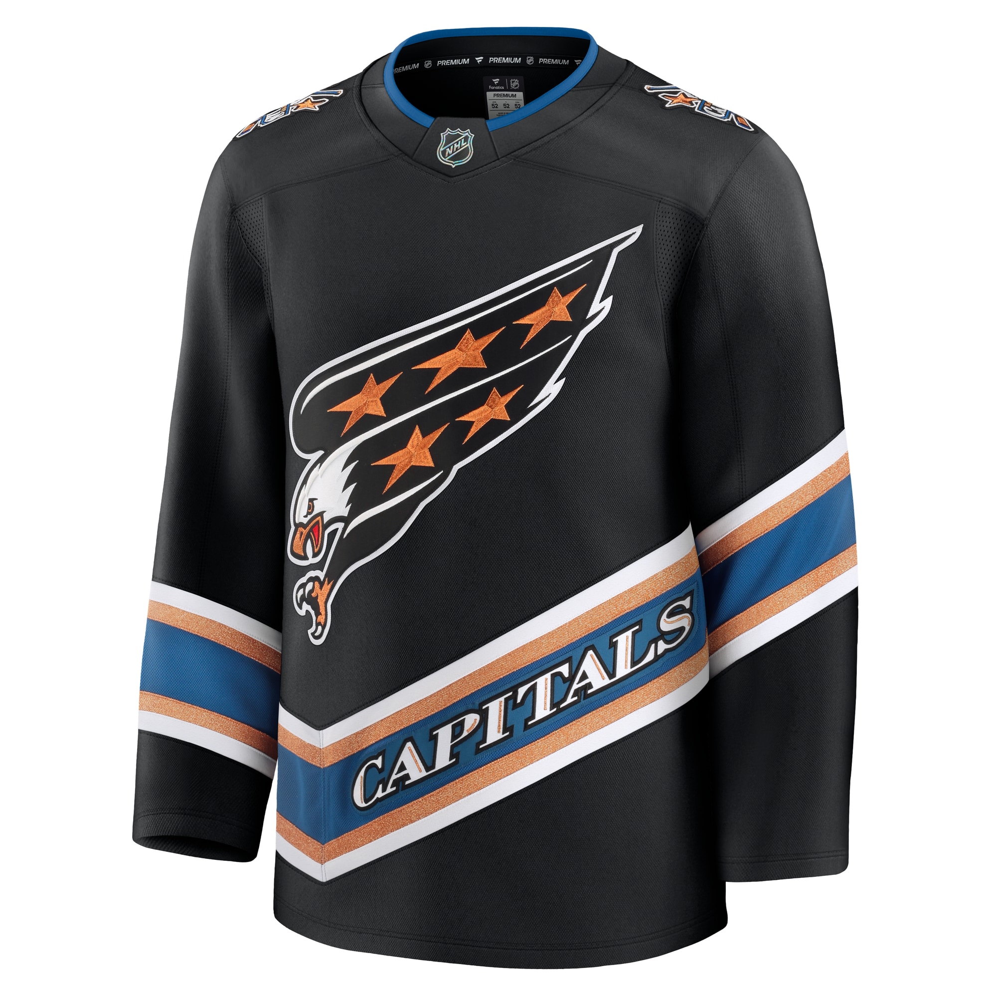 Alternative view of Men's Washington Capitals Black Alternate 50th Anniversary Premium Hockey Jersey - JS181 