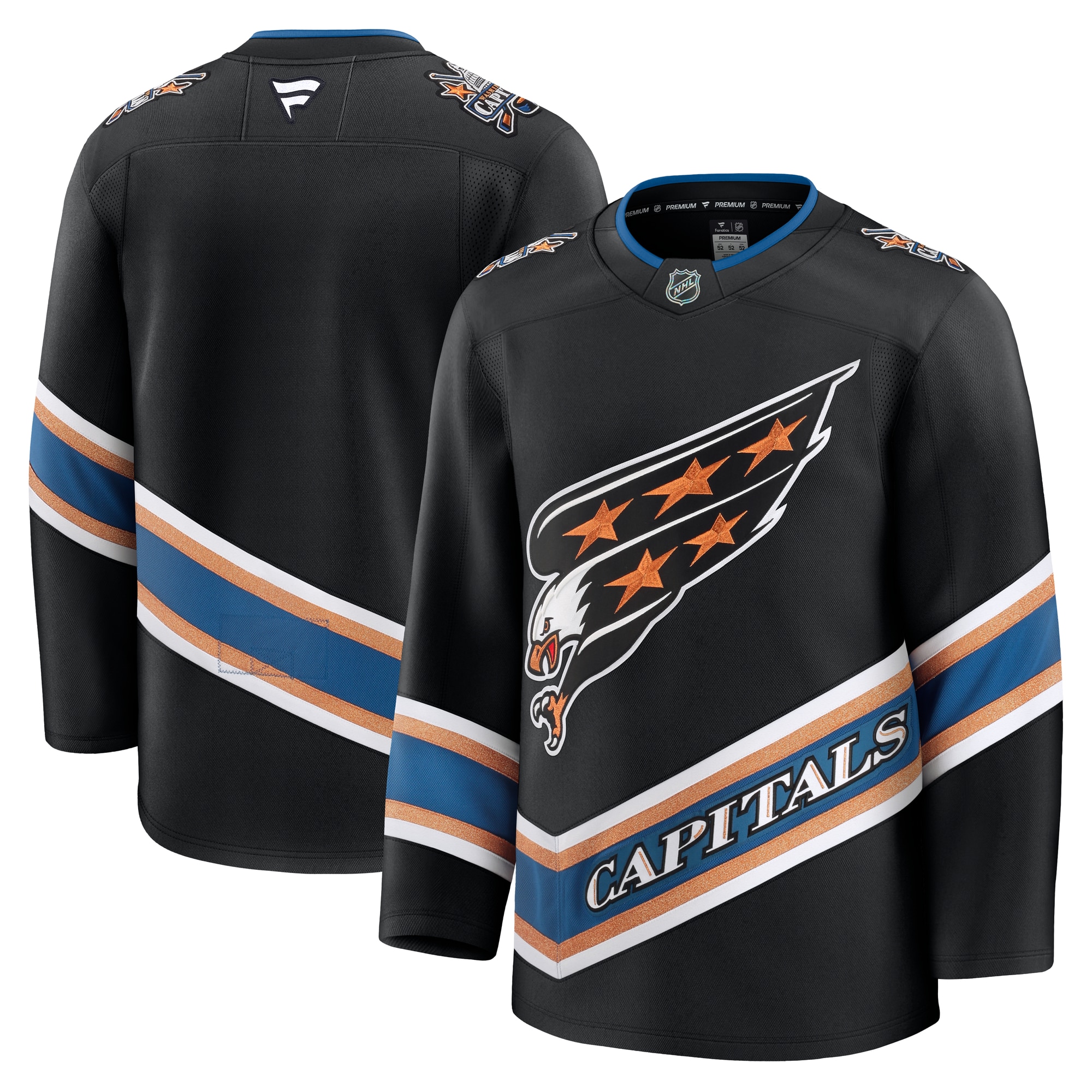 Men's Washington Capitals Black Alternate 50th Anniversary Premium Hockey Jersey - JS189 