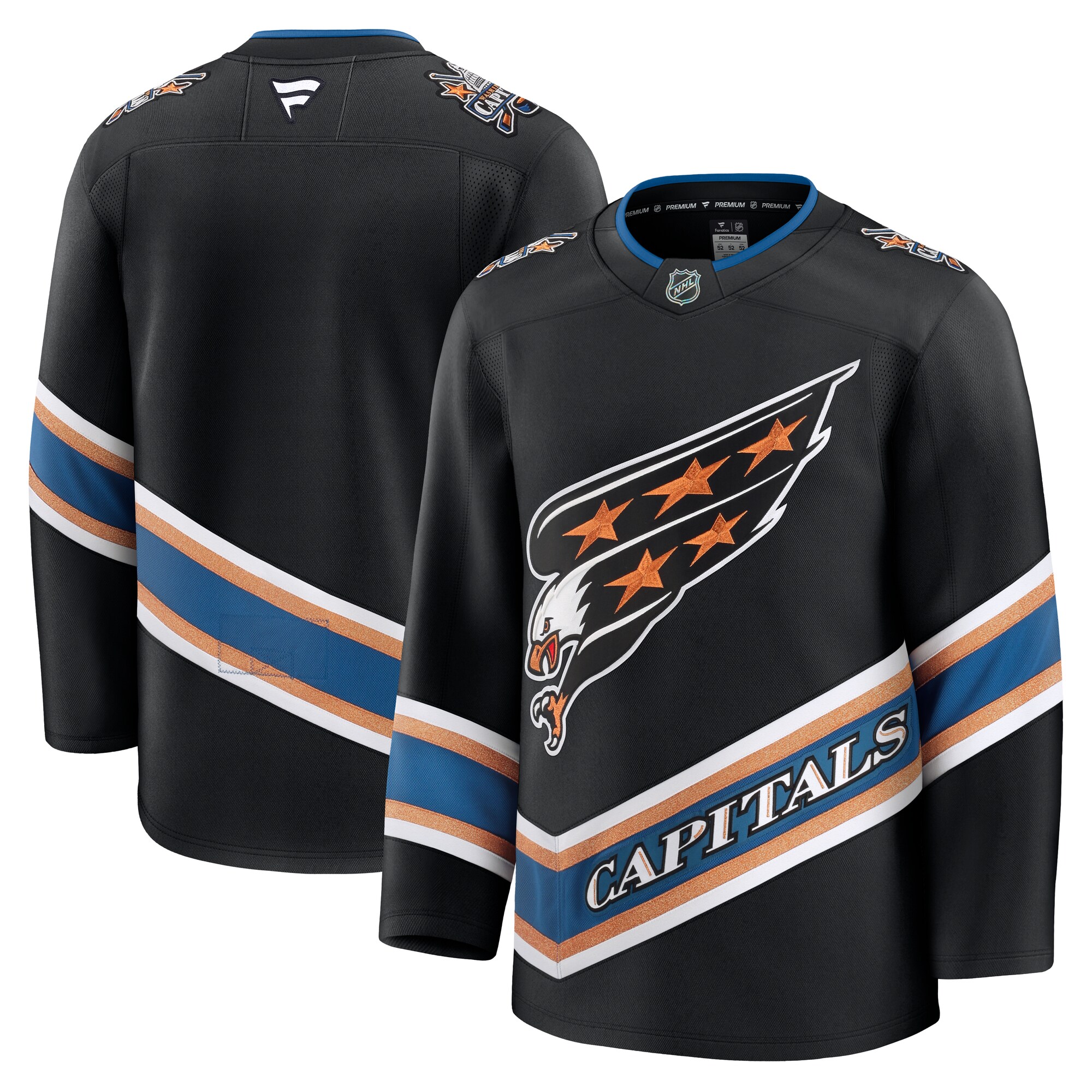 Men's Washington Capitals Black Alternate 50th Anniversary Premium Hockey Jersey - JS720 
