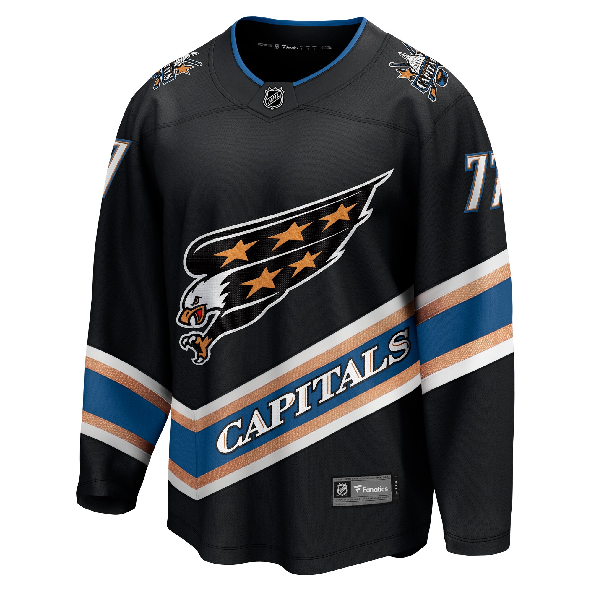 Alternative view of Men's Washington Capitals TJ Oshie Black Alternate 50th Anniversary Premier Breakaway Player Hockey Jersey - JS164 