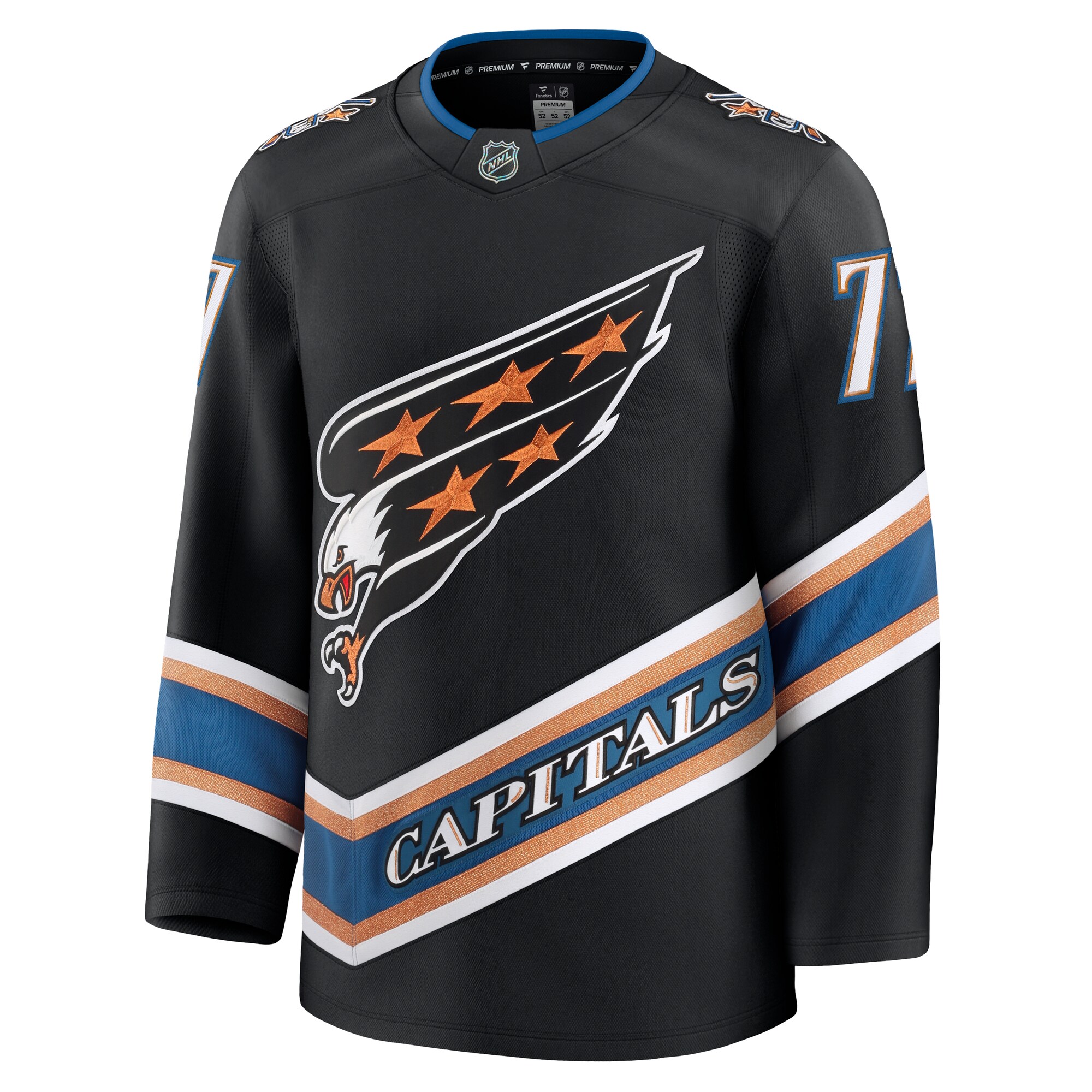 Alternative view of Men's Washington Capitals TJ Oshie Black Alternate 50th Anniversary Premium Hockey Jersey - JS956 