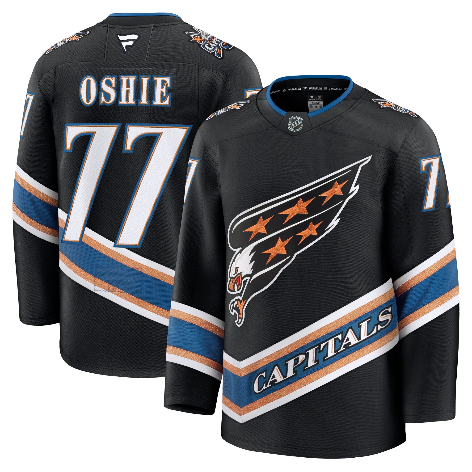 Men's Washington Capitals TJ Oshie Black Alternate 50th Anniversary Premium Hockey Jersey - JS956 