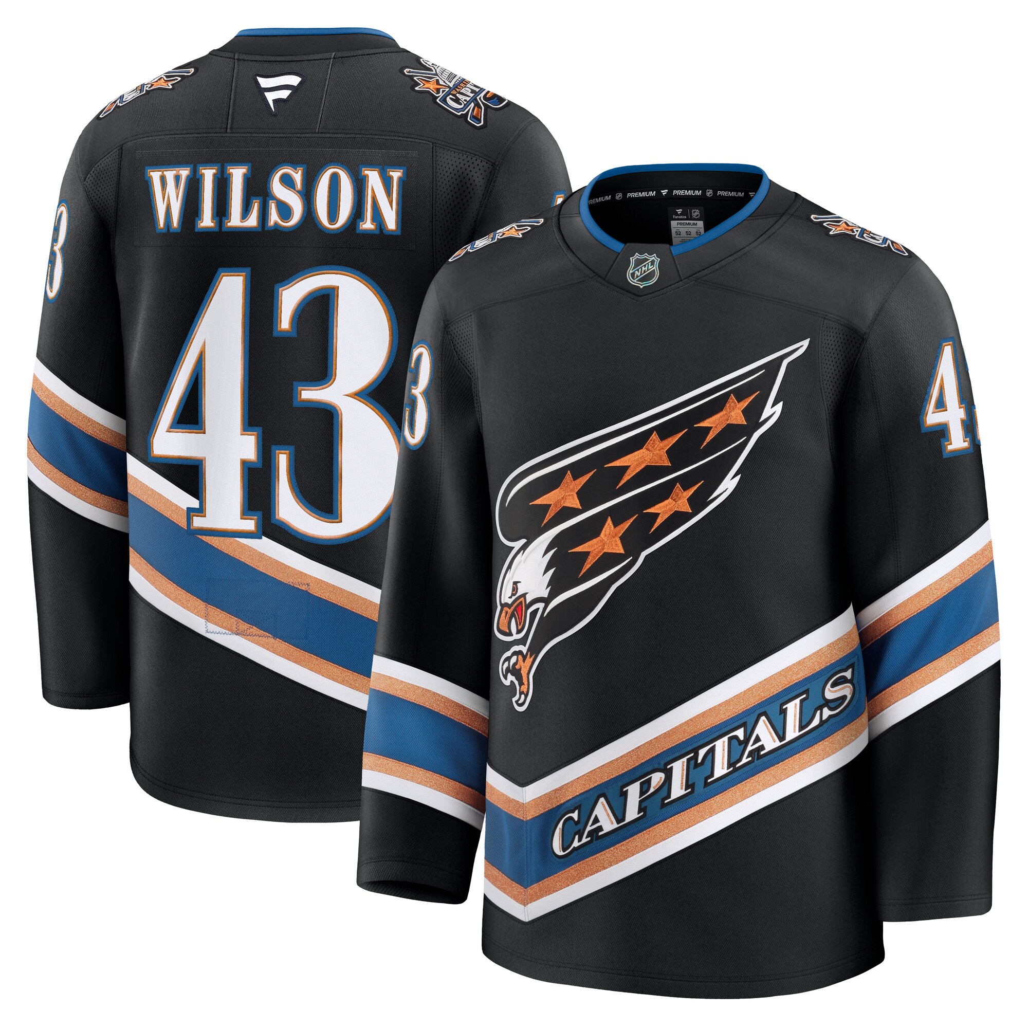 Men's Washington Capitals Tom Wilson Black Alternate 50th Anniversary Premium Hockey Jersey - JS571 