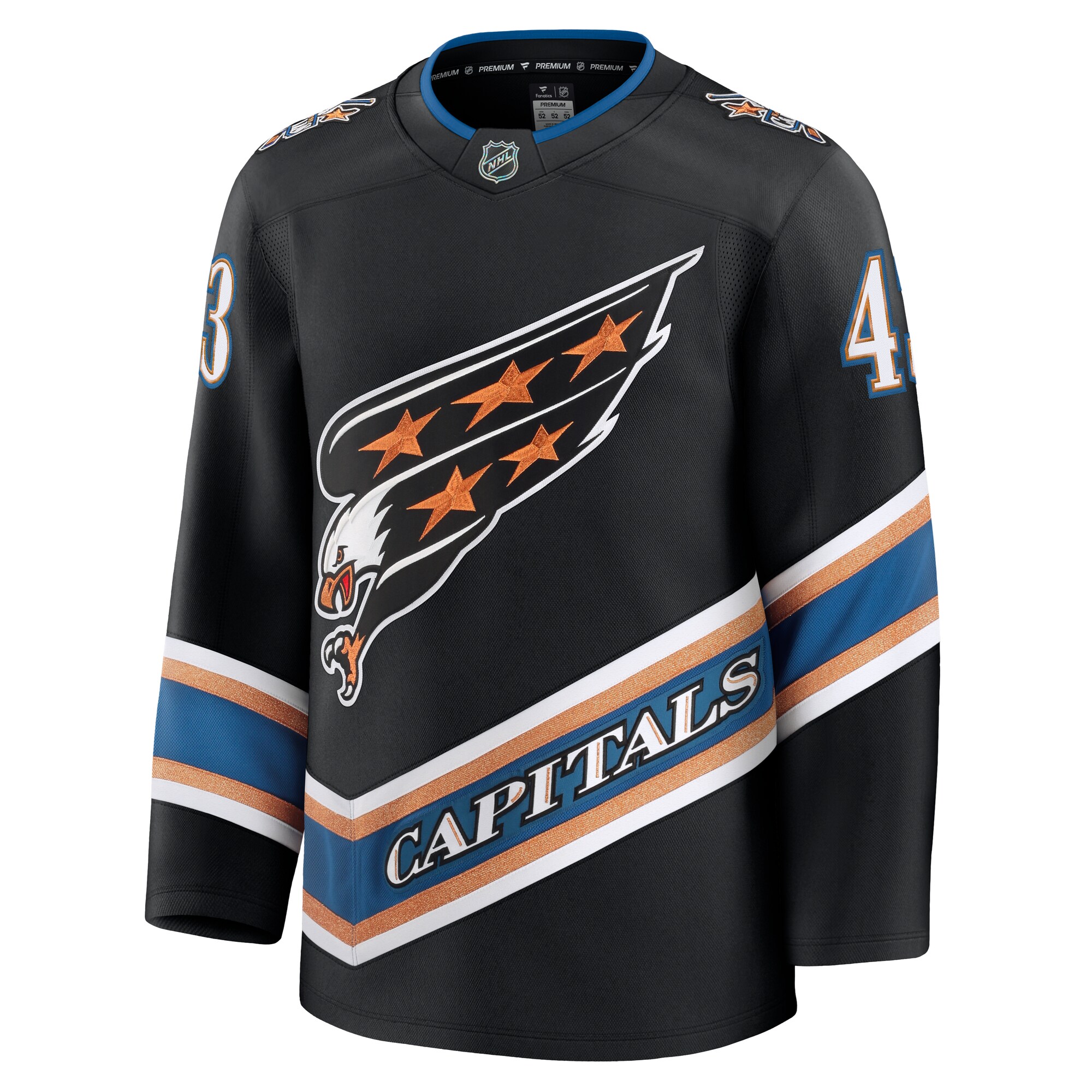 Alternative view of Men's Washington Capitals Tom Wilson Black Alternate 50th Anniversary Premium Hockey Jersey - JS571 