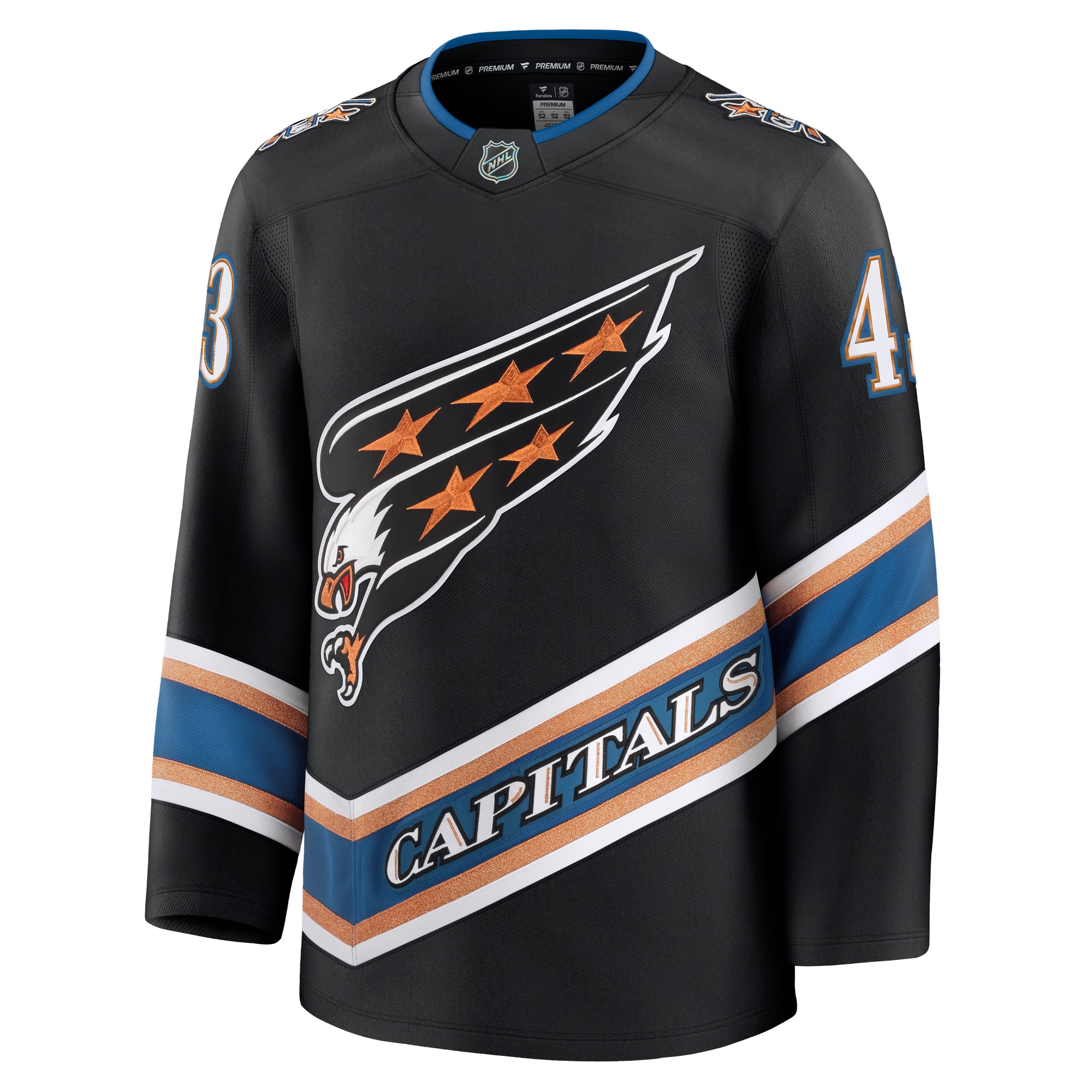 Alternative view of Men's Washington Capitals Tom Wilson Black Alternate 50th Anniversary Premium Hockey Jersey - JS597 