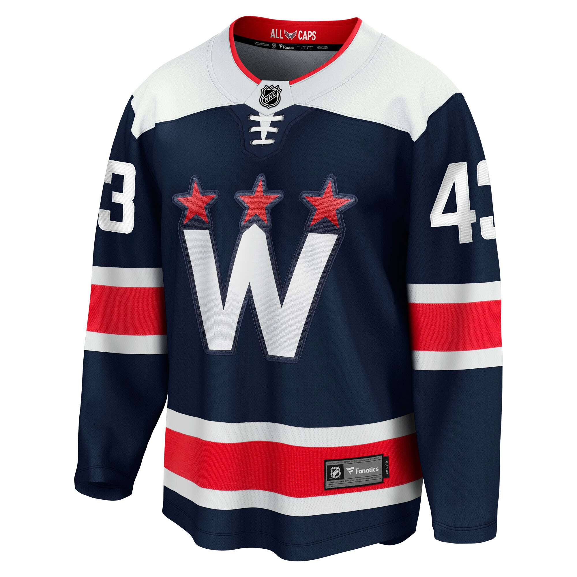 Alternative view of Men's Washington Capitals Tom Wilson Navy Alternate Premier Breakaway Player Hockey Jersey - JS301 